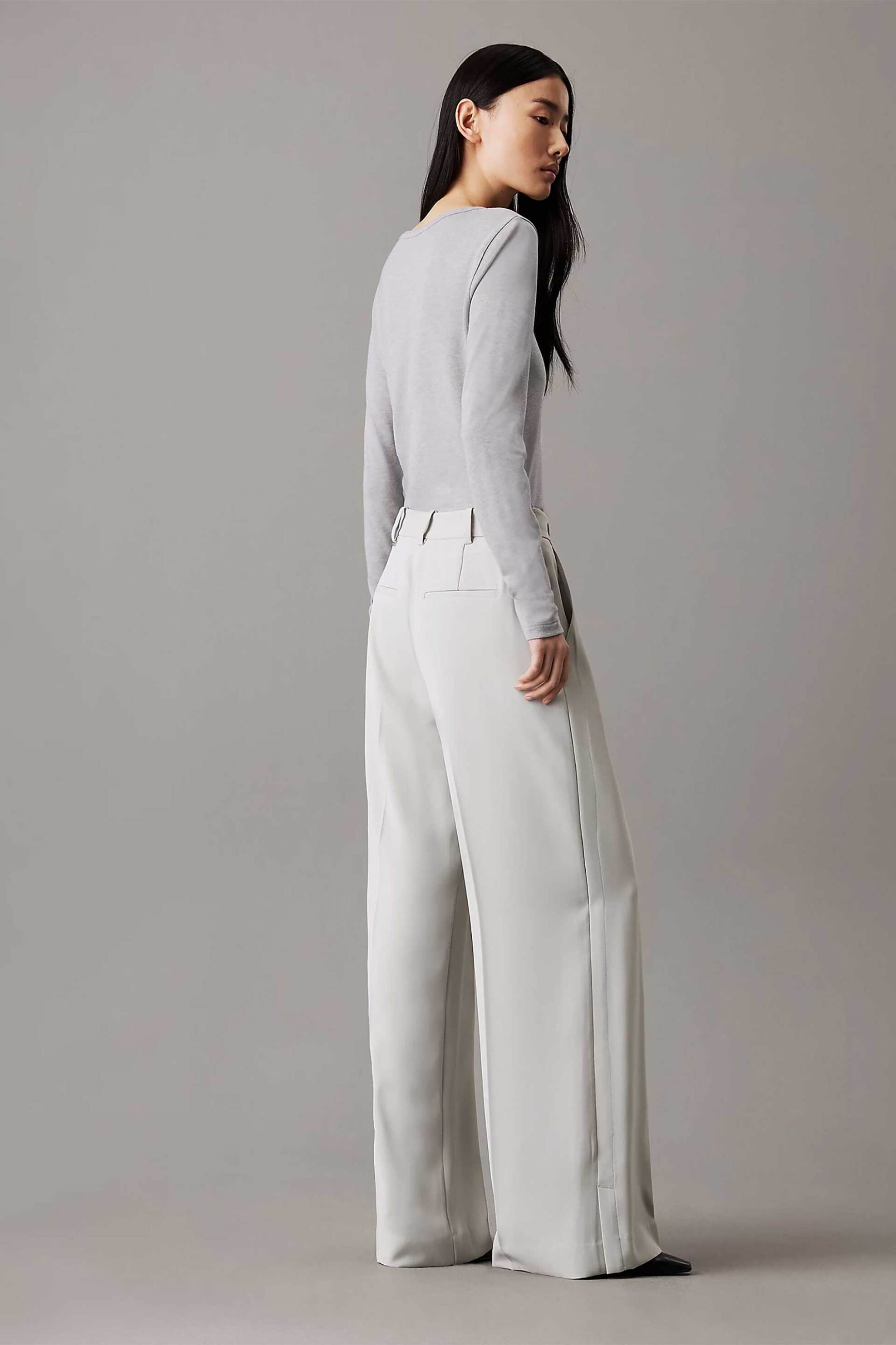 CALVIN KLEIN Calvin Klein γυναικείο παντελόνι Slim Wide Leg - K20K207876 Εκρού - 3