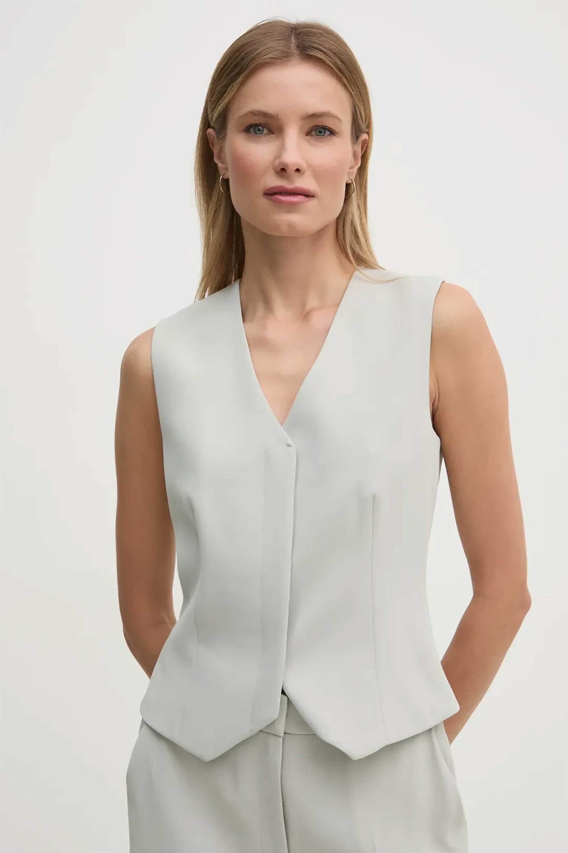 Calvin Klein γυναικείο γιλέκο μονόχρωμο - K20K208017 Εκρού