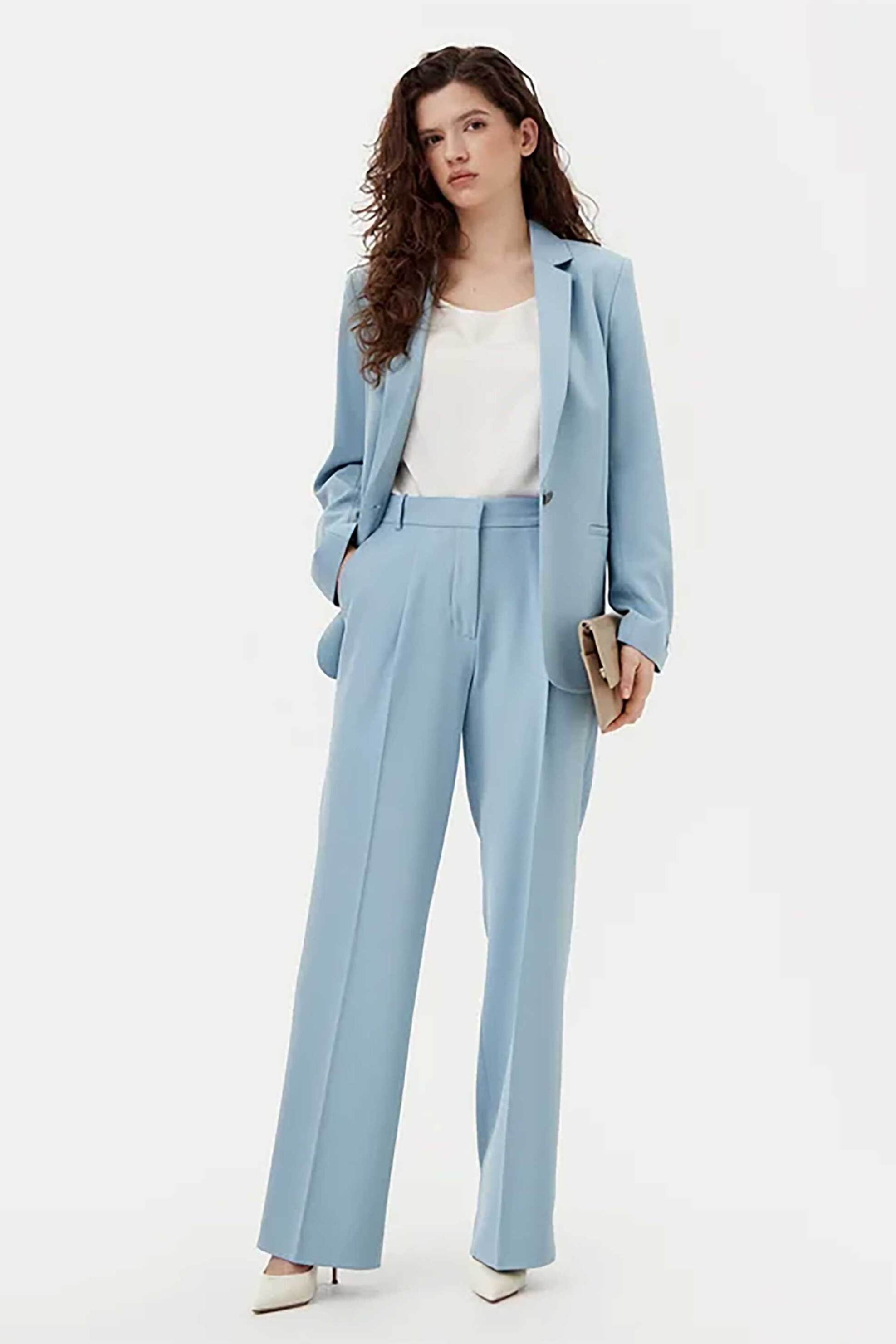 CALVIN KLEIN Calvin Klein γυναικείο παντελόνι κοστουμιού Wide Leg - K20K207836 Γαλάζιο
