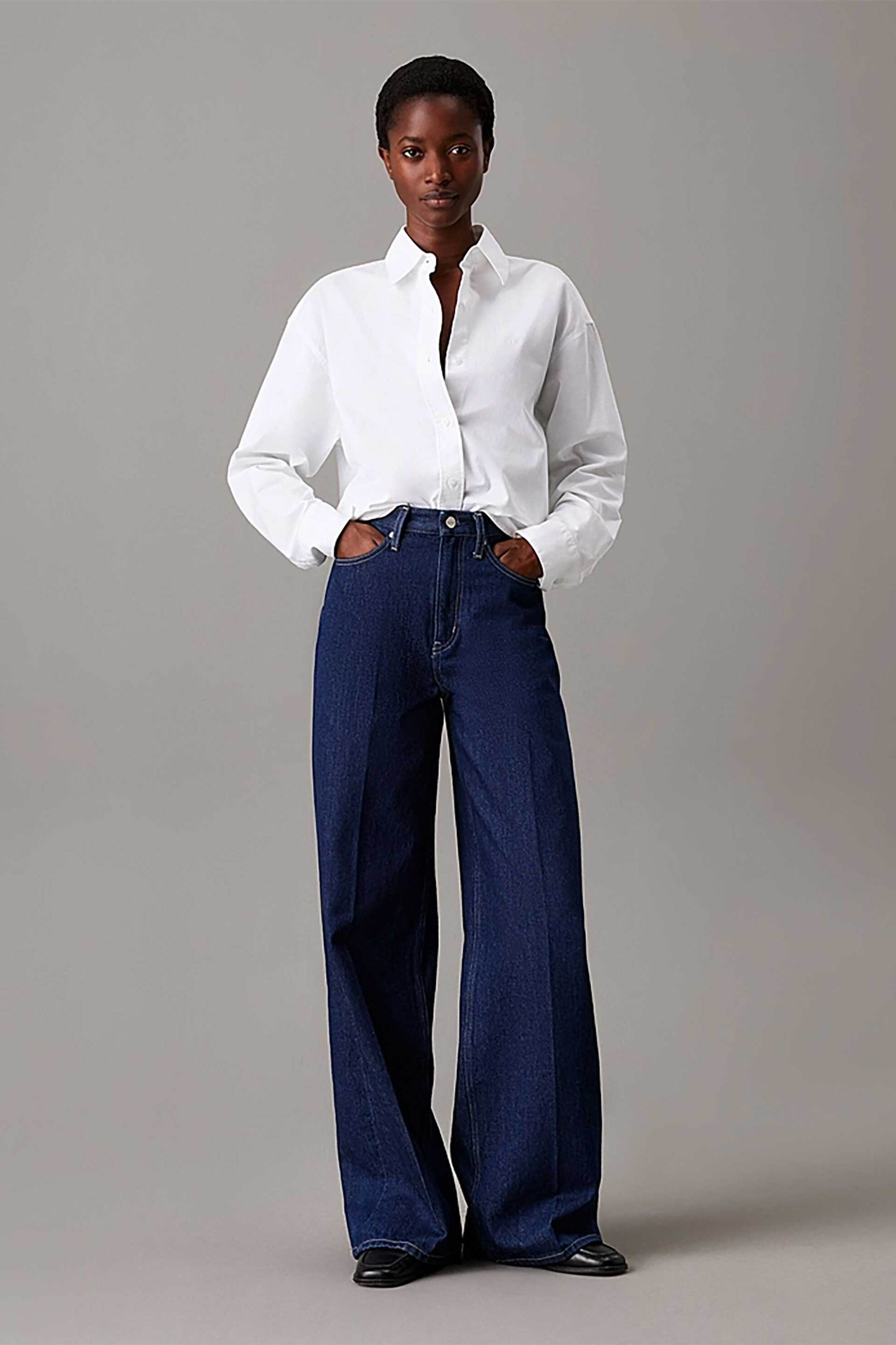 Calvin Klein γυναικείο τζιν παντελόνι ψηλόμεσο Wide Leg - K20K208253 Denim Blue Σκούρο