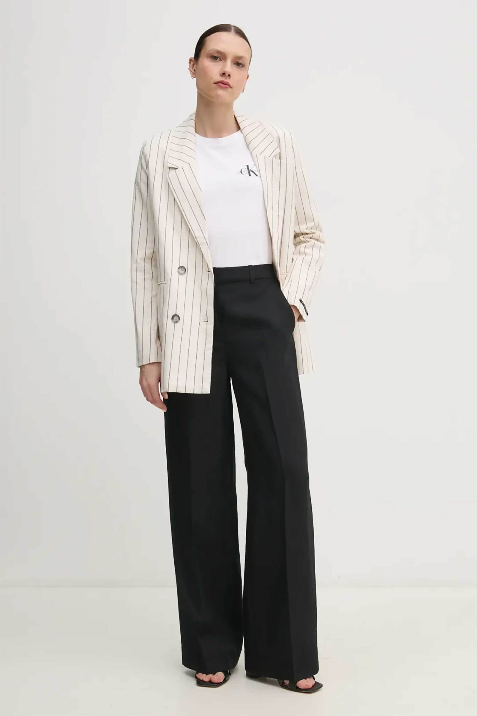 Calvin Klein Calvin Klein γυναικείο παντελόνι με λινάρι - K20K208381 Μαύρο 2025