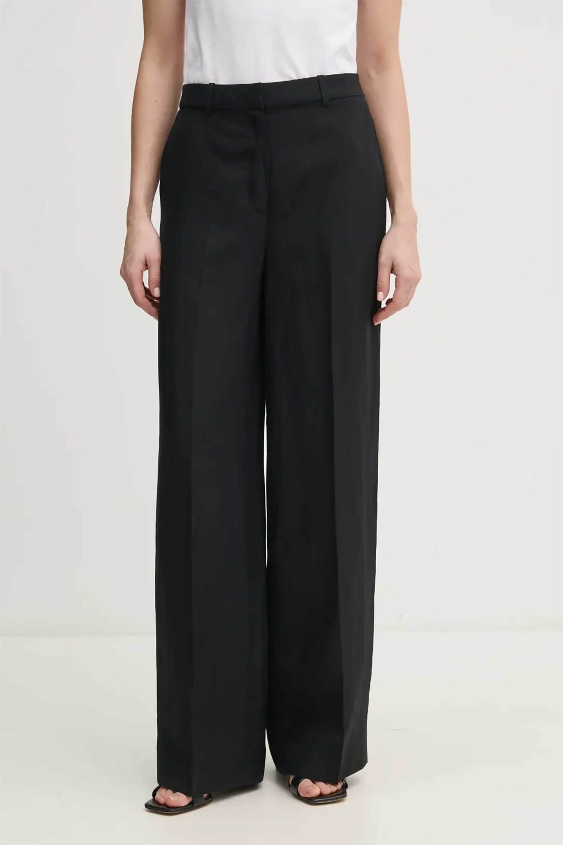 Calvin Klein γυναικείο παντελόνι με λινάρι - K20K208381 Μαύρο
