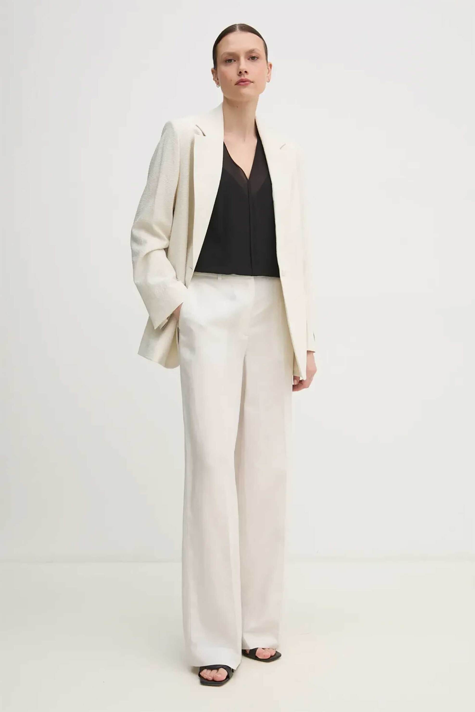Calvin Klein Calvin Klein γυναικείο παντελόνι με λινάρι - K20K208381 Εκρού 2025