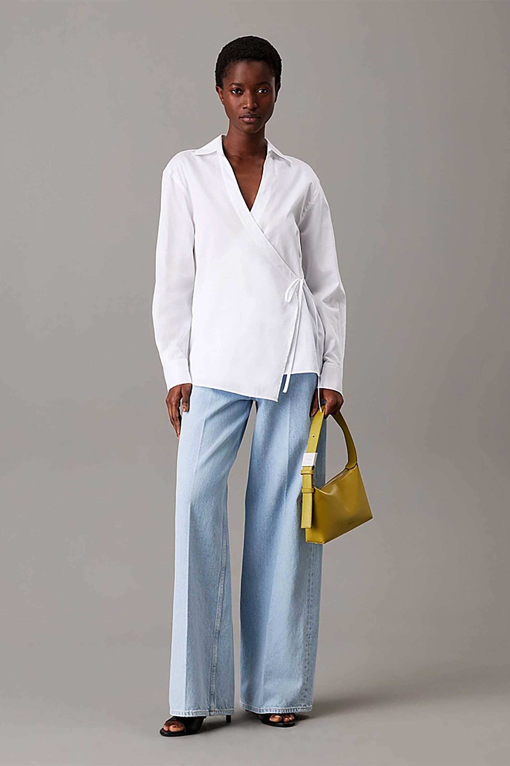 Calvin Klein Calvin Klein γυναικείο πουκάμισο μονόχρωμο Wrap - K20K208226 Λευκό 2025