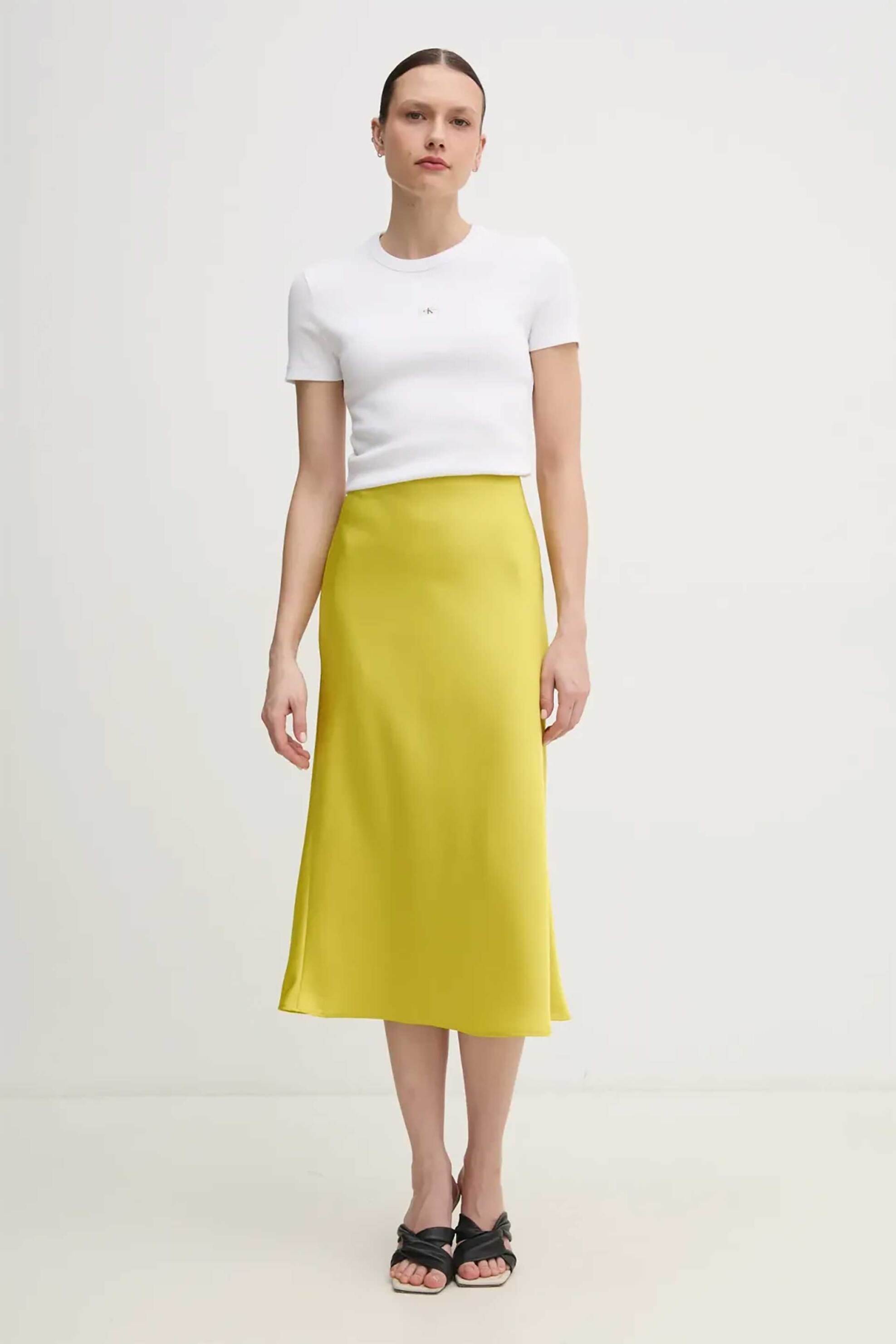 Calvin Klein Calvin Klein γυναικεία φούστα midi σατέν - LV044B608G Κίτρινο 2025