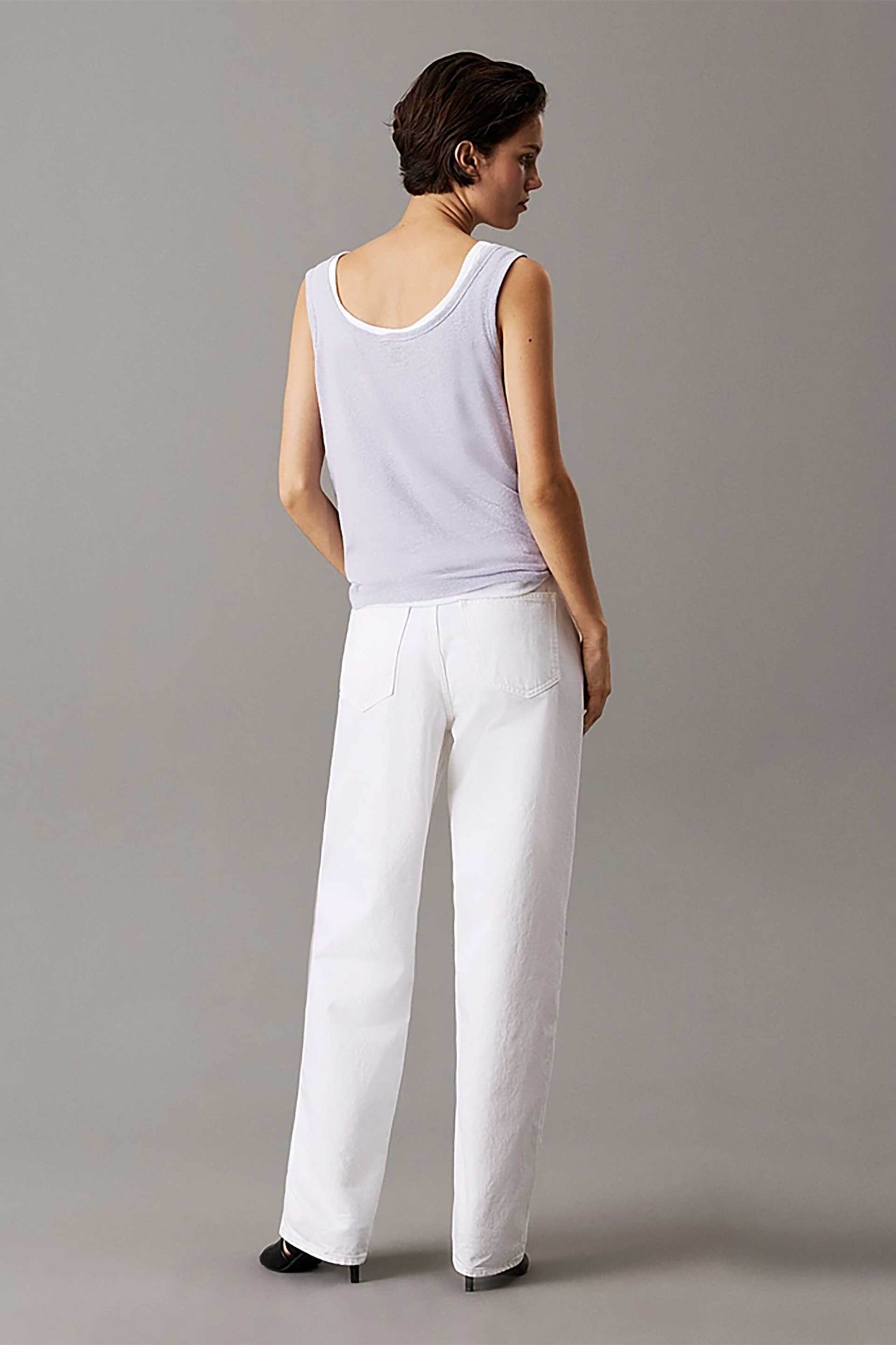 CALVIN KLEIN Calvin Klein γυναικείο αμάνικο τοπ με λινάρι Slim Fit - K20K208396 Λιλά - 3