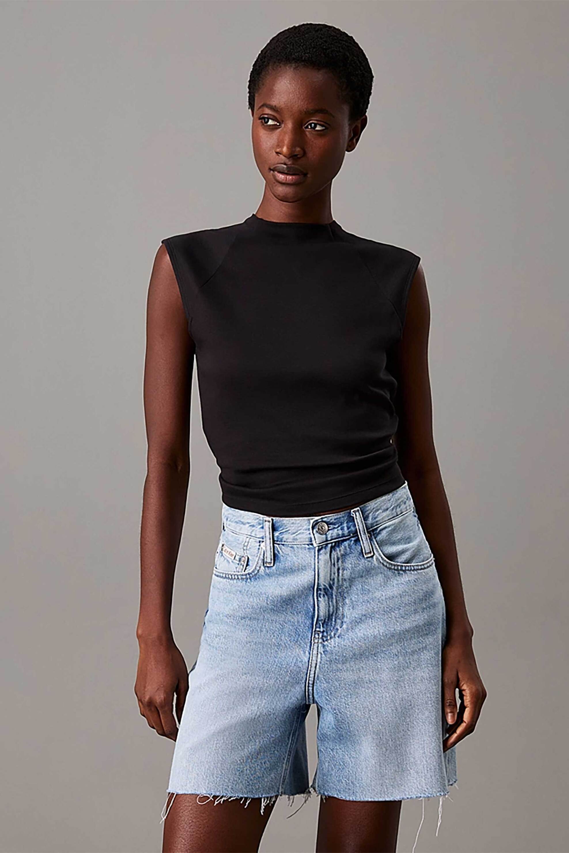Calvin Klein Calvin Klein γυναικείο τοπ με κλειστή λαιμόκοψη - K20K208422 Μαύρο 2025