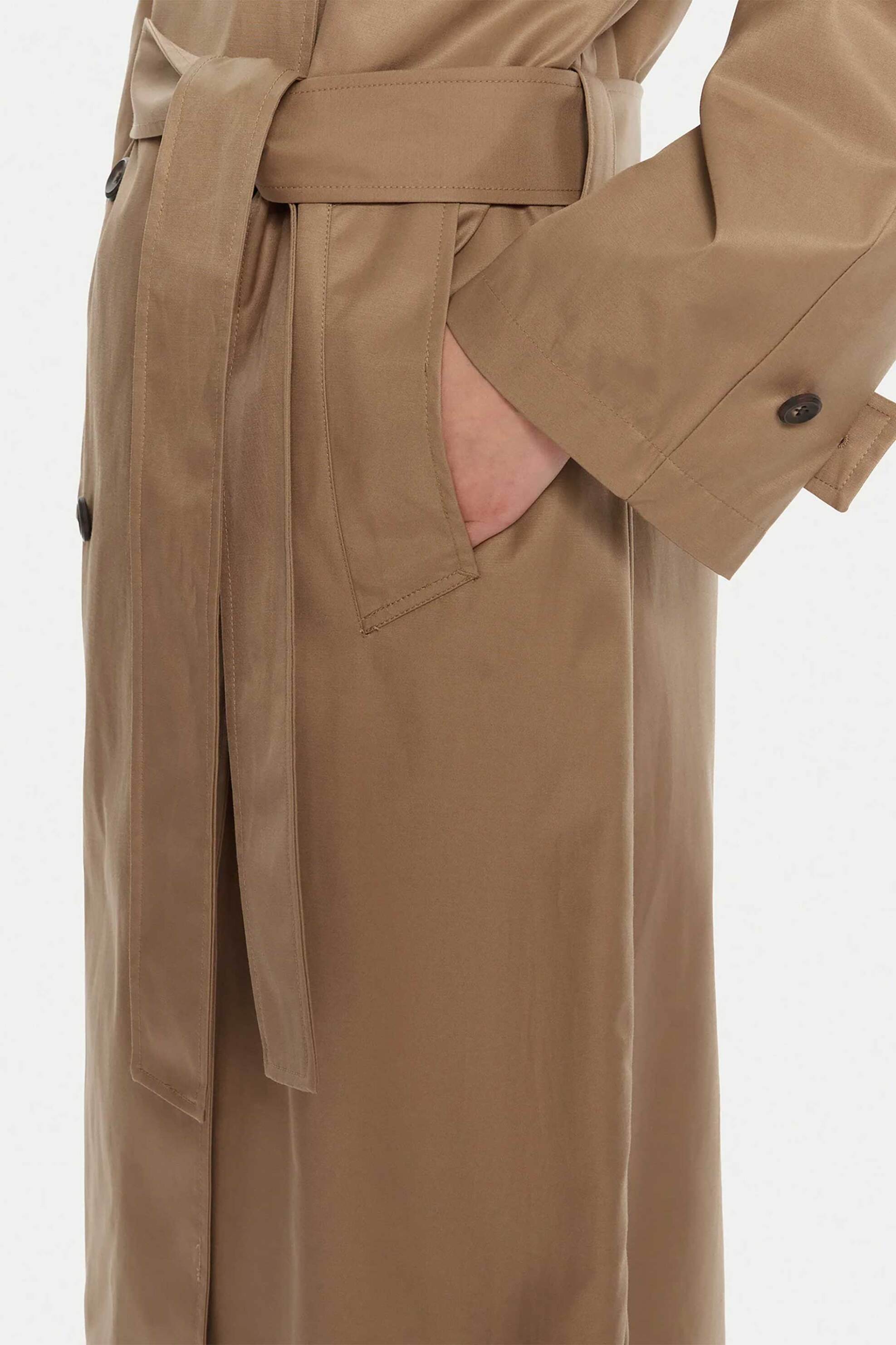 Calvin Klein γυναικεία καπαρντίνα μονόχρωμη με ζώνη Regular Fit - LV044C501G Καφέ φωτογραφία