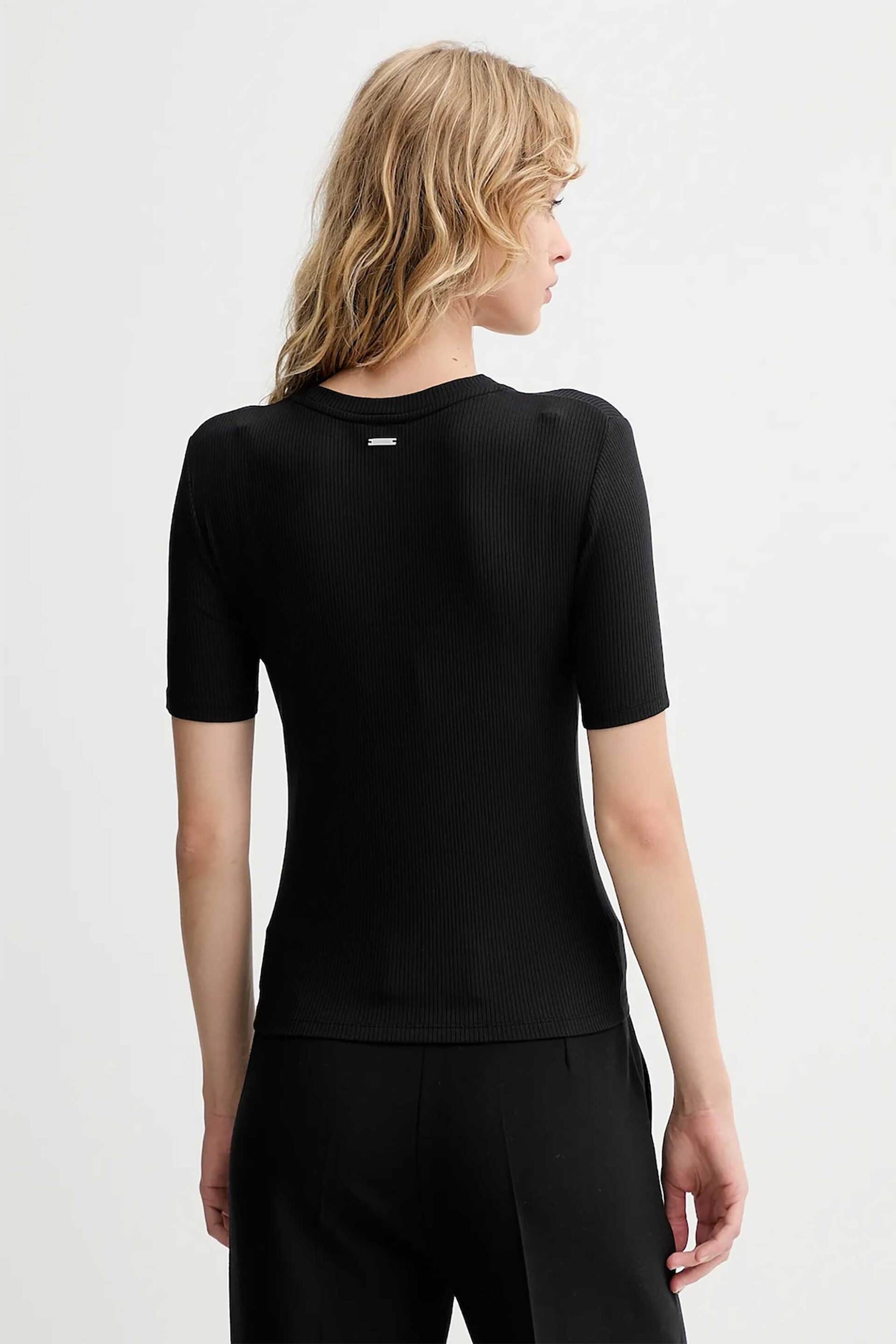 CALVIN KLEIN Calvin Klein γυναικείο T-shirt με μεταλλικό λογότυπο - LV044D246G Μαύρο - 4