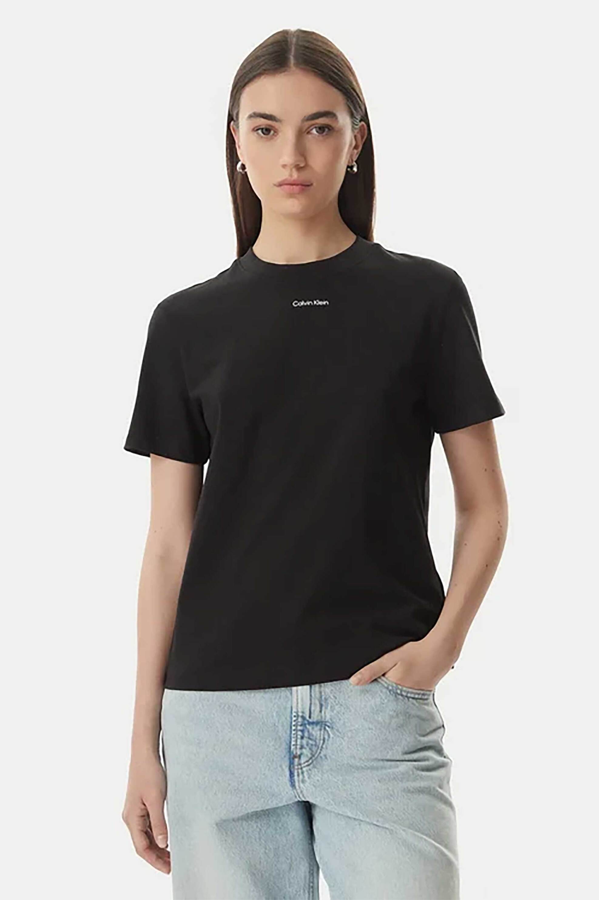 Calvin Klein γυναικείο T-shirt με σταμπωτό λογότυπο - LV147C857G Μαύρο