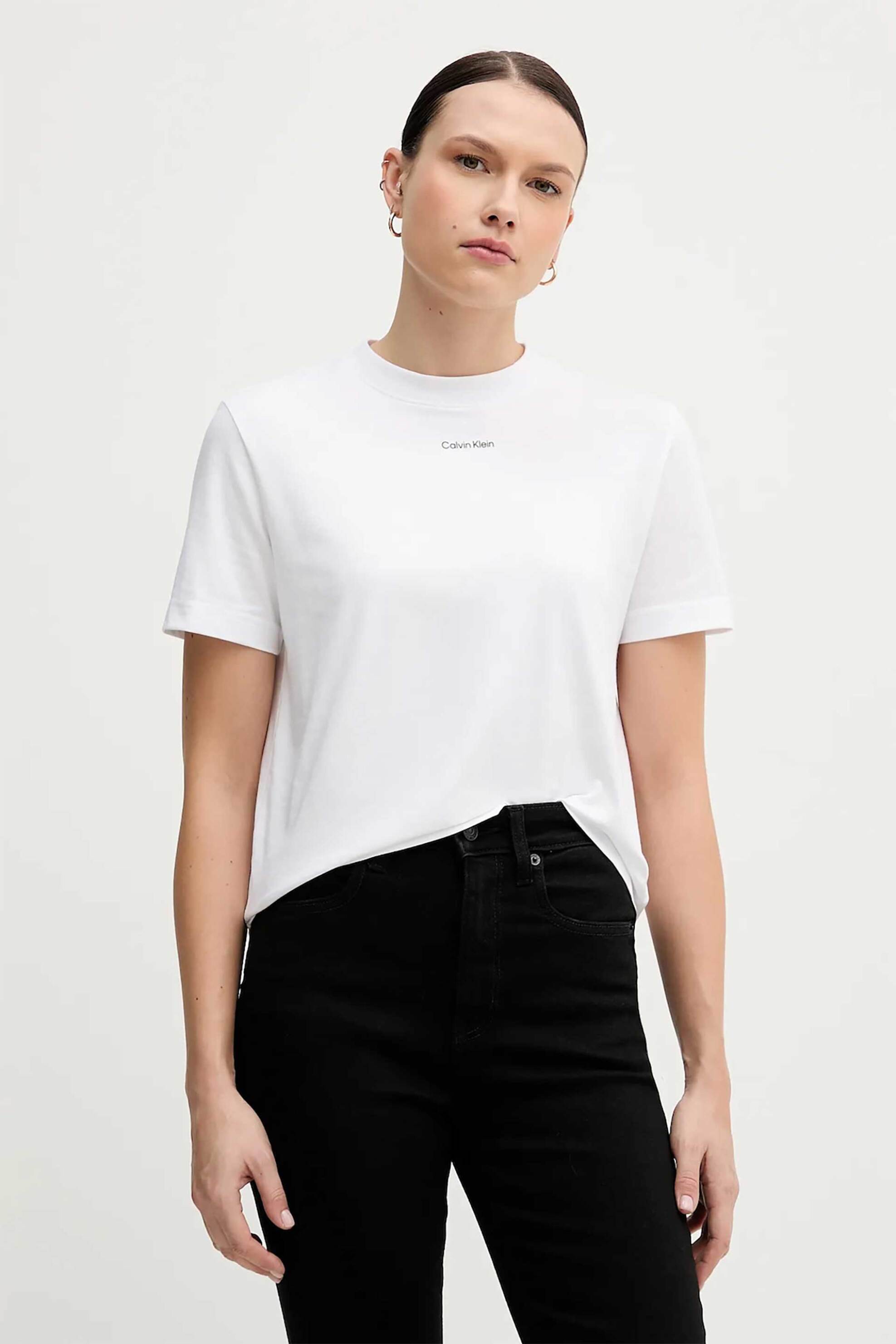 Calvin Klein Calvin Klein γυναικείο T-shirt με σταμπωτό λογότυπο - LV147C857G Λευκό