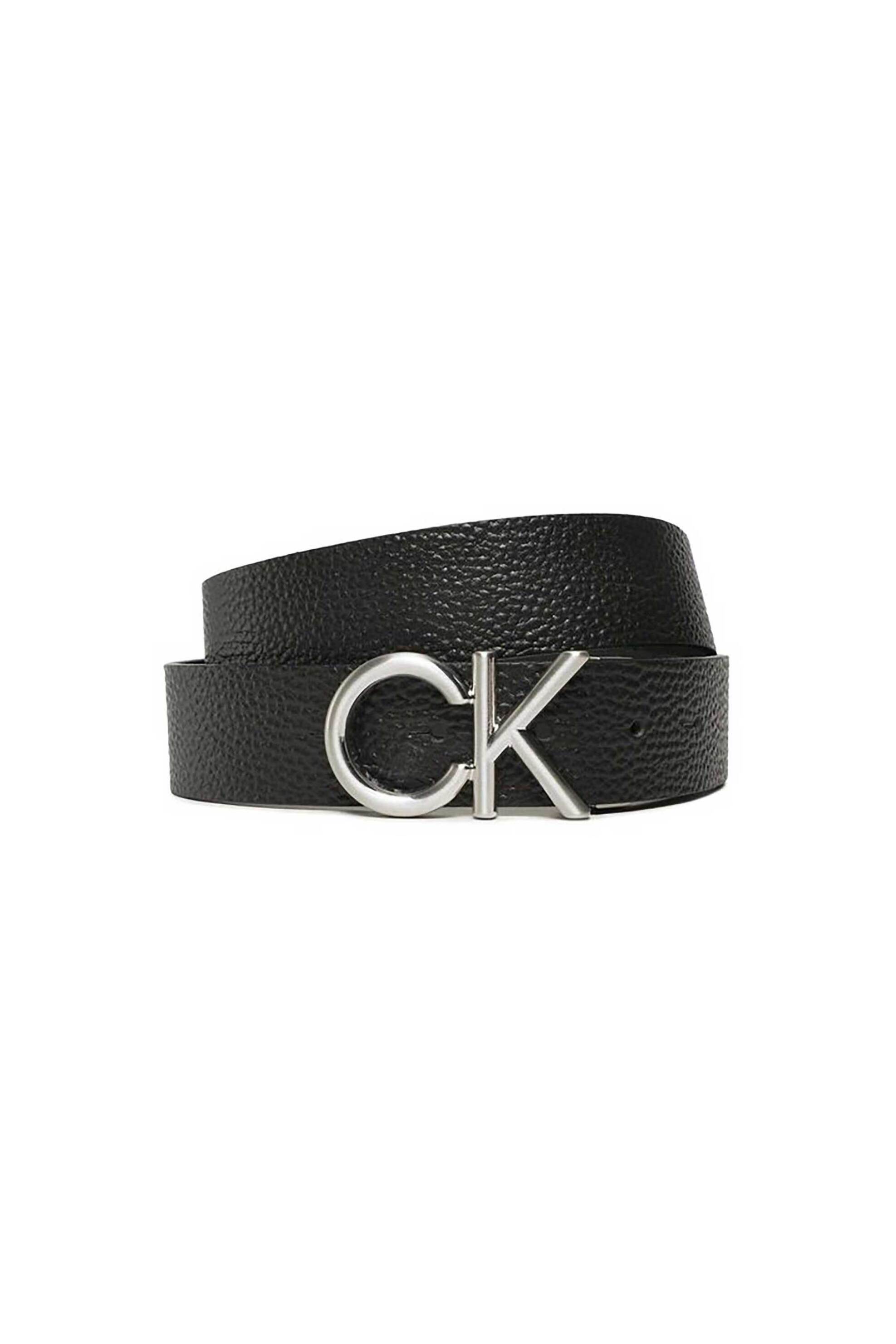 Calvin Klein ανδρική δερμάτινη ζώνη με μεταλλική logo αγκράφα - K50K509956 Μαύρο