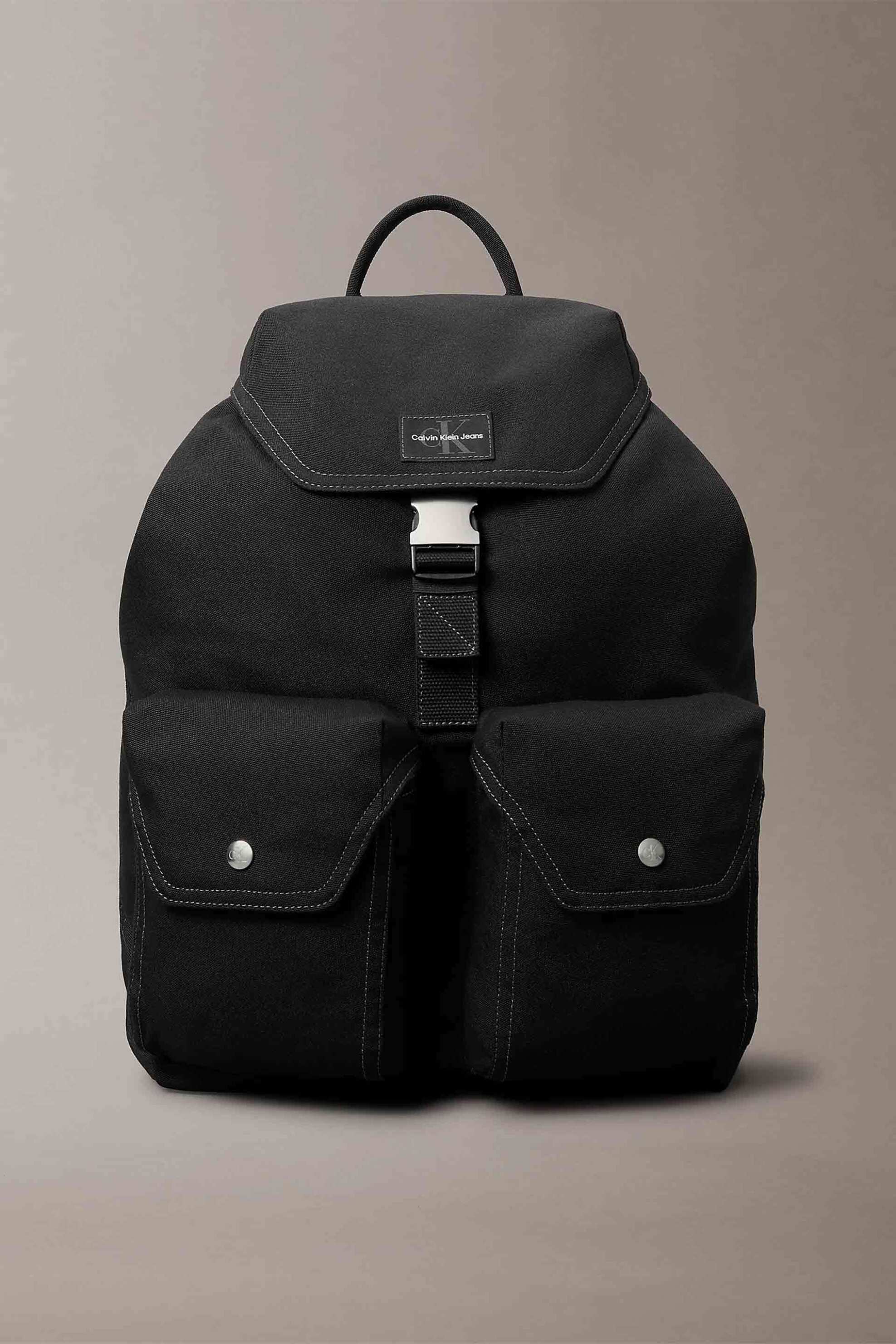 Calvin Klein ανδρικό backpack μονόχρωμο με logo patch - LV04G3035G Μαύρο
