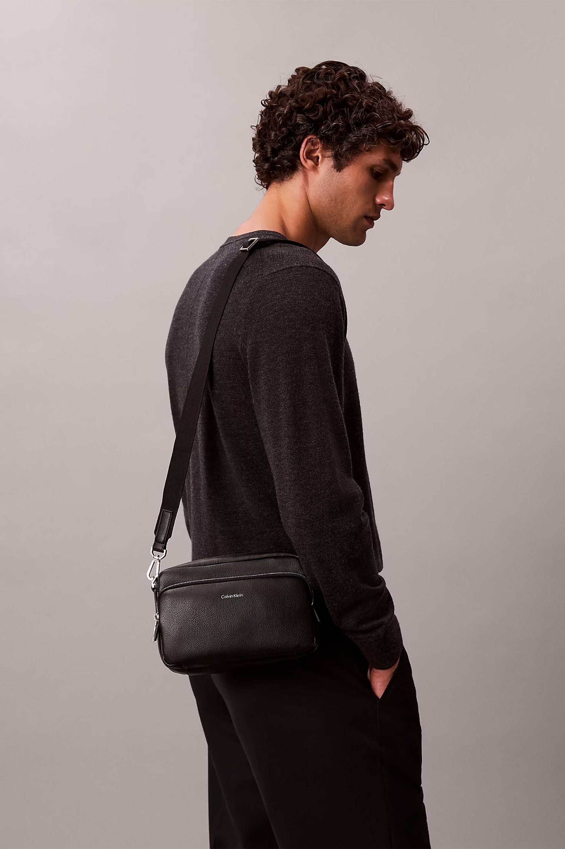 Calvin Klein Ανδρικό Τσαντάκι Crossbody με Λογότυπο - Lv04D3159G Μαύρο