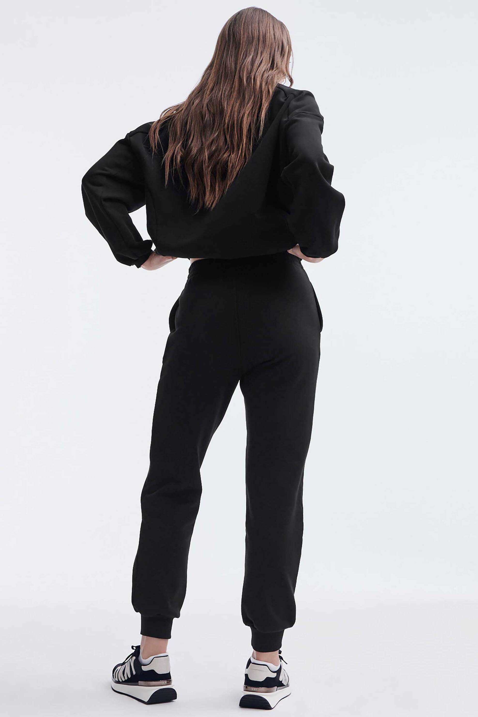 DKNY γυναικείο παντελόνι φόρμας με logo patch Relaxed Fit - D2B4A140 Μαύρο φωτογραφία