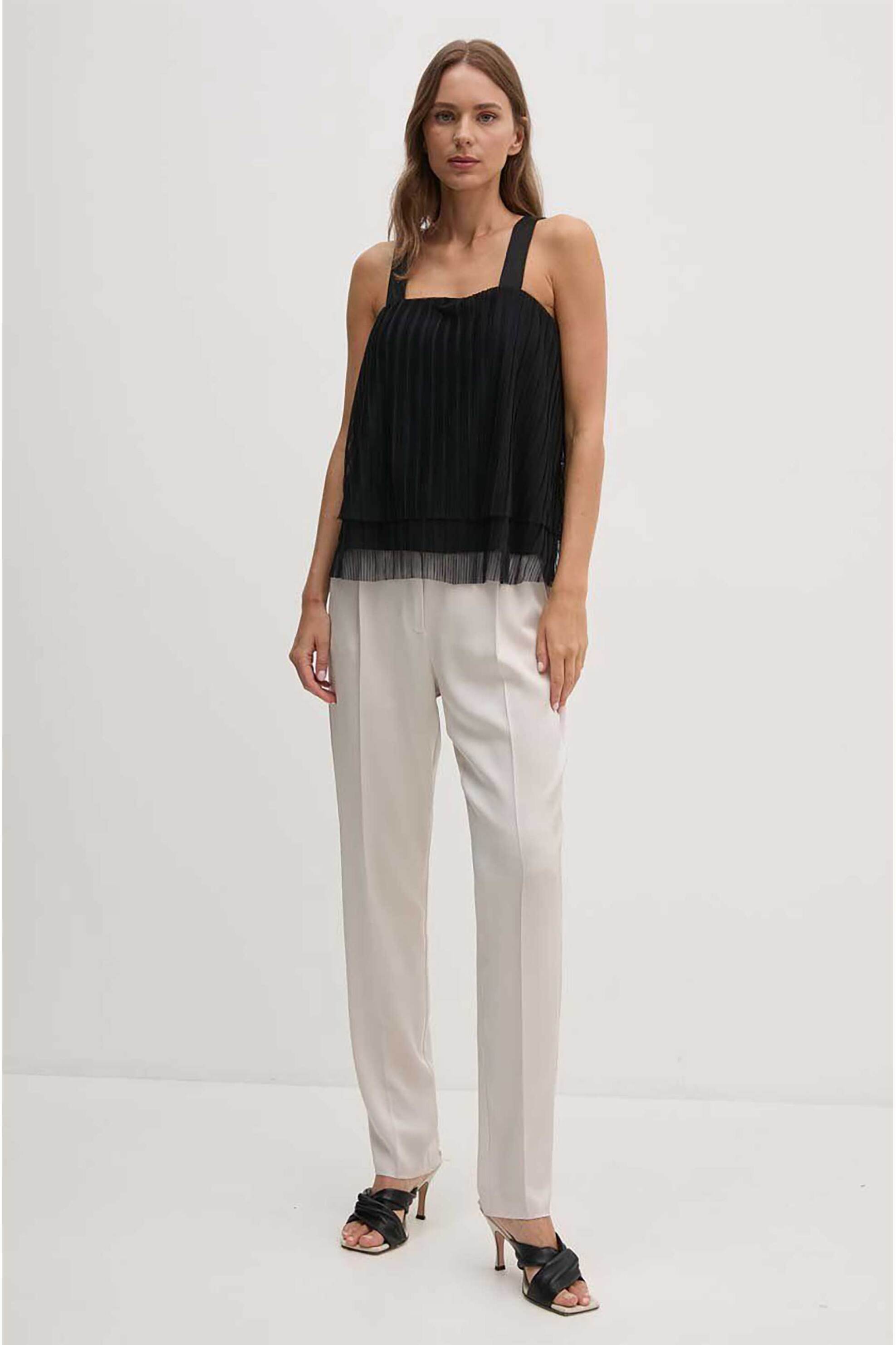 DKNY γυναικεία μπλούζα με πλισέ σχέδιο - P4DHSXMO Μαύρο φωτογραφία