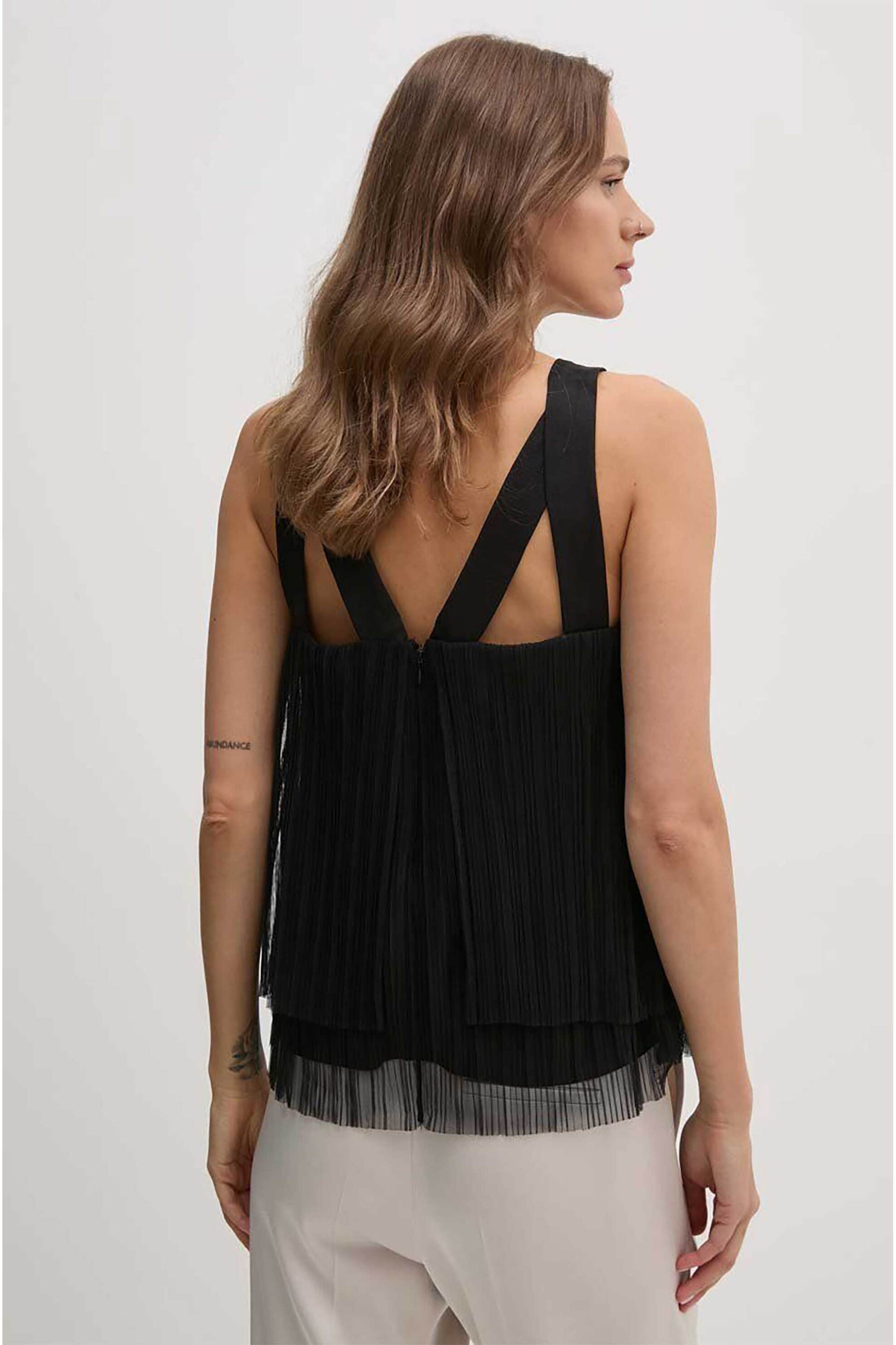 DKNY γυναικεία μπλούζα με πλισέ σχέδιο - P4DHSXMO Μαύρο φωτογραφία