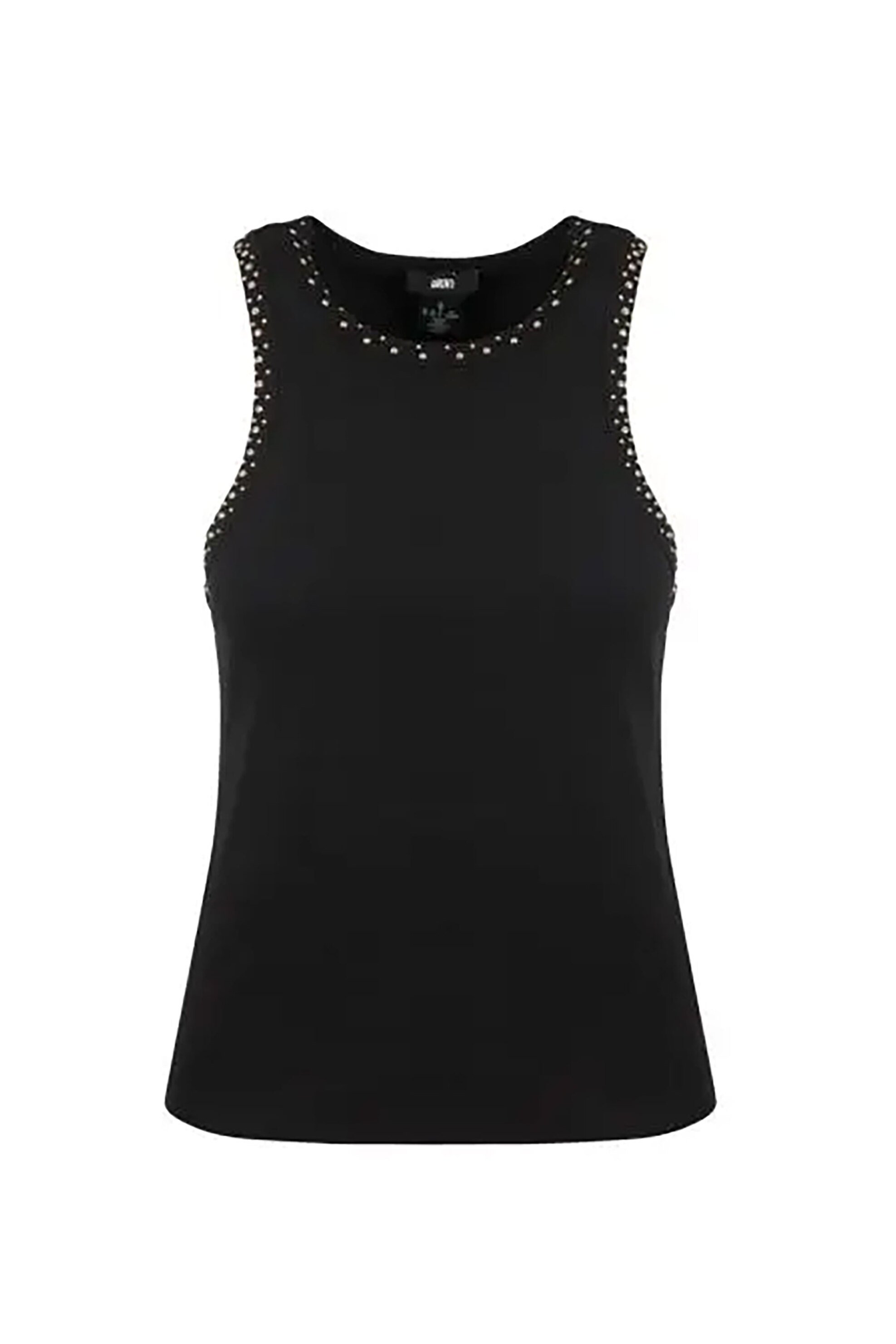 DKNY γυναικείο τοπ αμάνικο ribbed με διακοσμητικά στρας - P4EH6XND Μαύρο