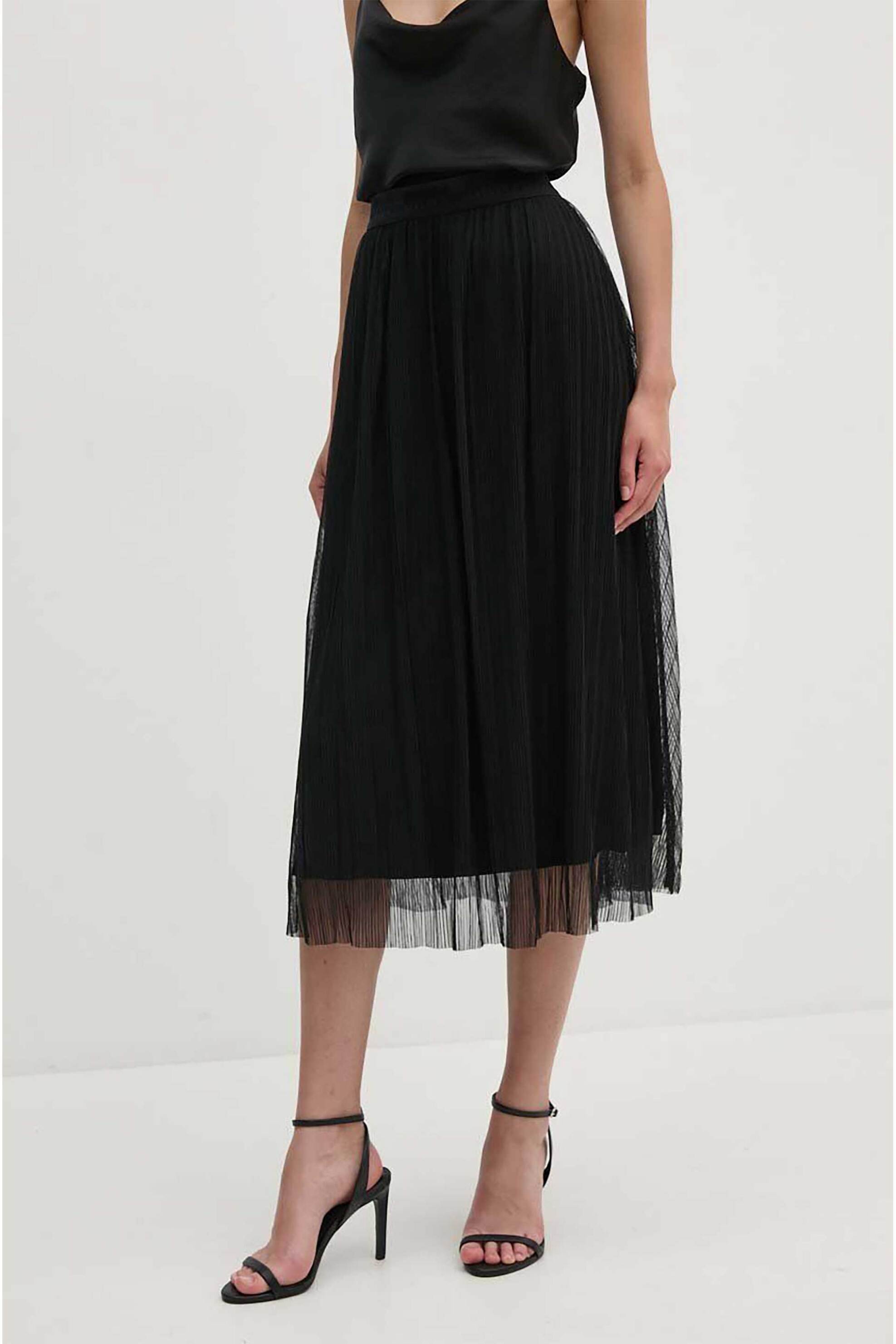 DKNY γυναικεία τούλινη midi φούστα ψηλόμεση με ελαστική μέση - P4DGSM37 Μαύρο φωτογραφία