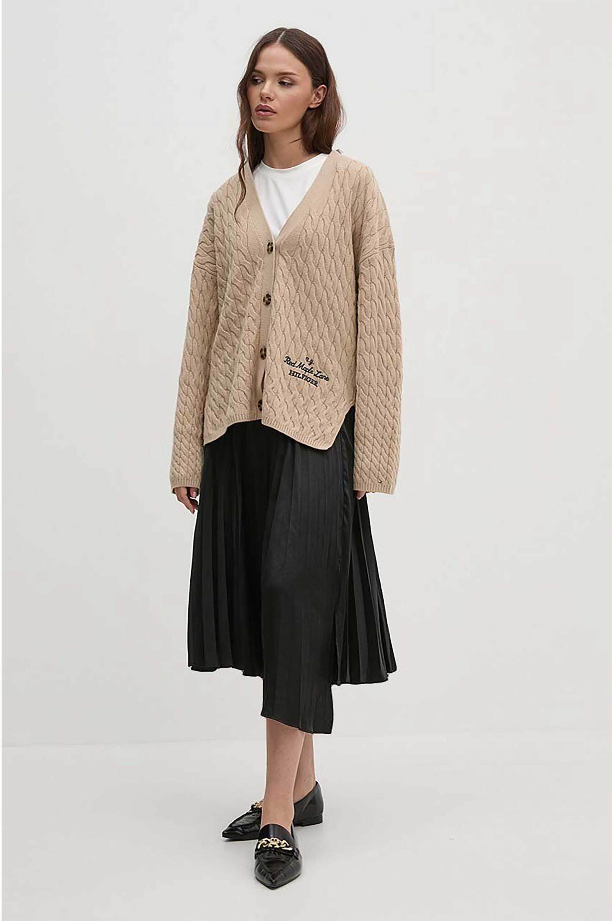 DKNY DKNY γυναικεία midi φούστα ψηλόμεση πλισέ με ελαστική μέση - P4ENTQBW Μαύρο