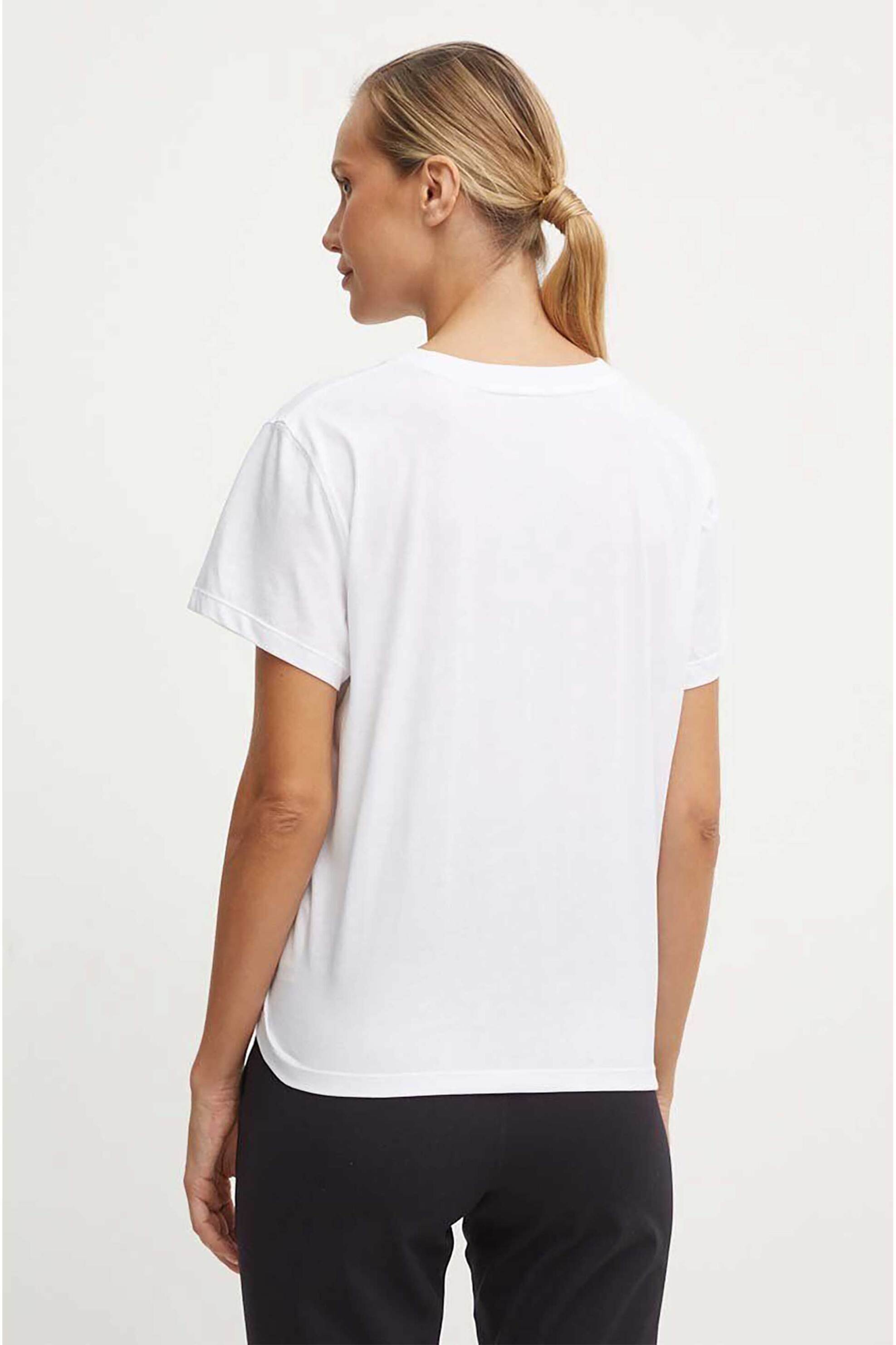 DKNY γυναικείο T-shirt με λογότυπο με στρας - DP4T9994 Λευκό φωτογραφία