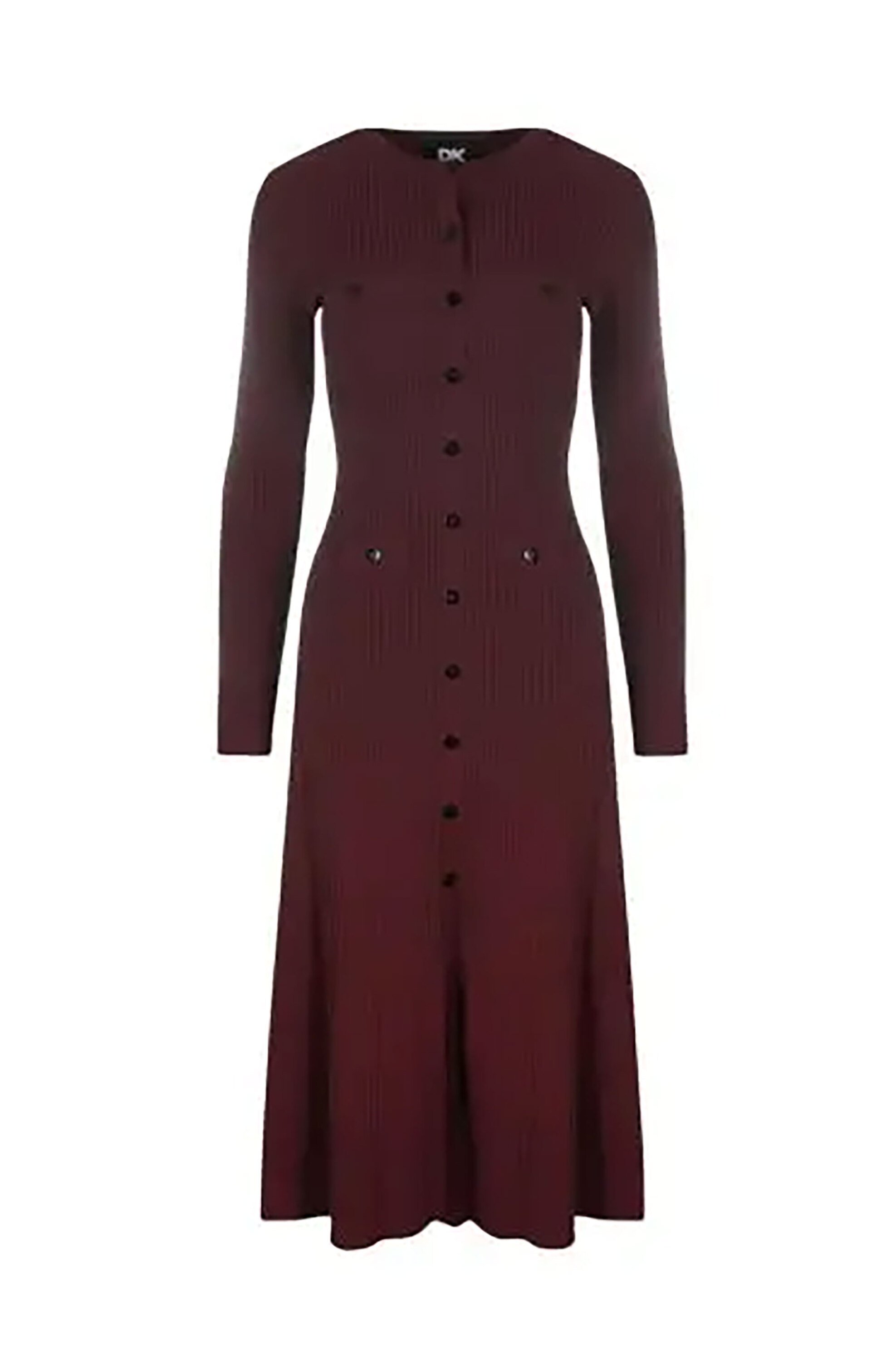 DKNY γυναικείο midi φόρεμα ribbed με κουμπιά - D2G4A108 Μπορντό