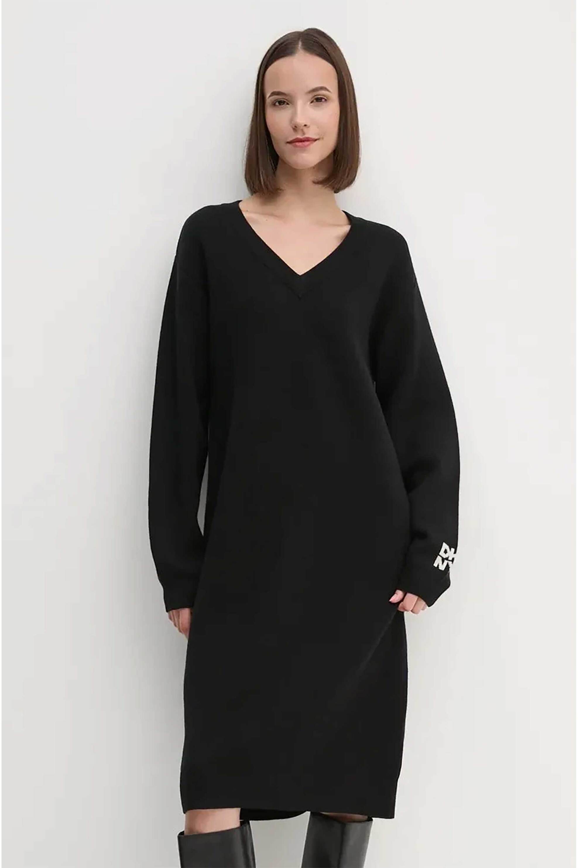 DKNY DKNY γυναικείο midi φόρεμα μονόχρωμο - D2G4A160 Μαύρο
