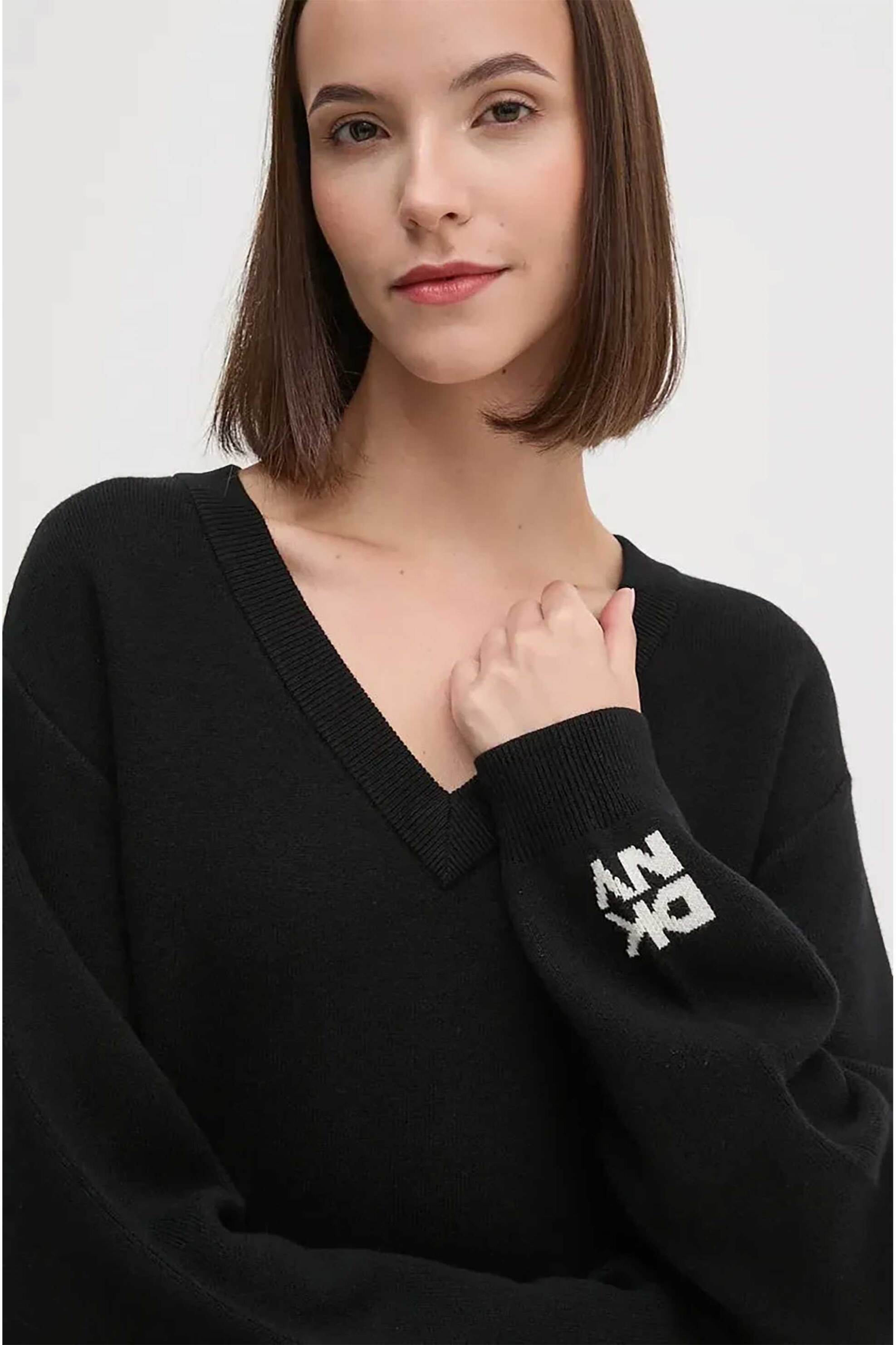 DKNY γυναικείο midi φόρεμα μονόχρωμο - D2G4A160 Μαύρο φωτογραφία