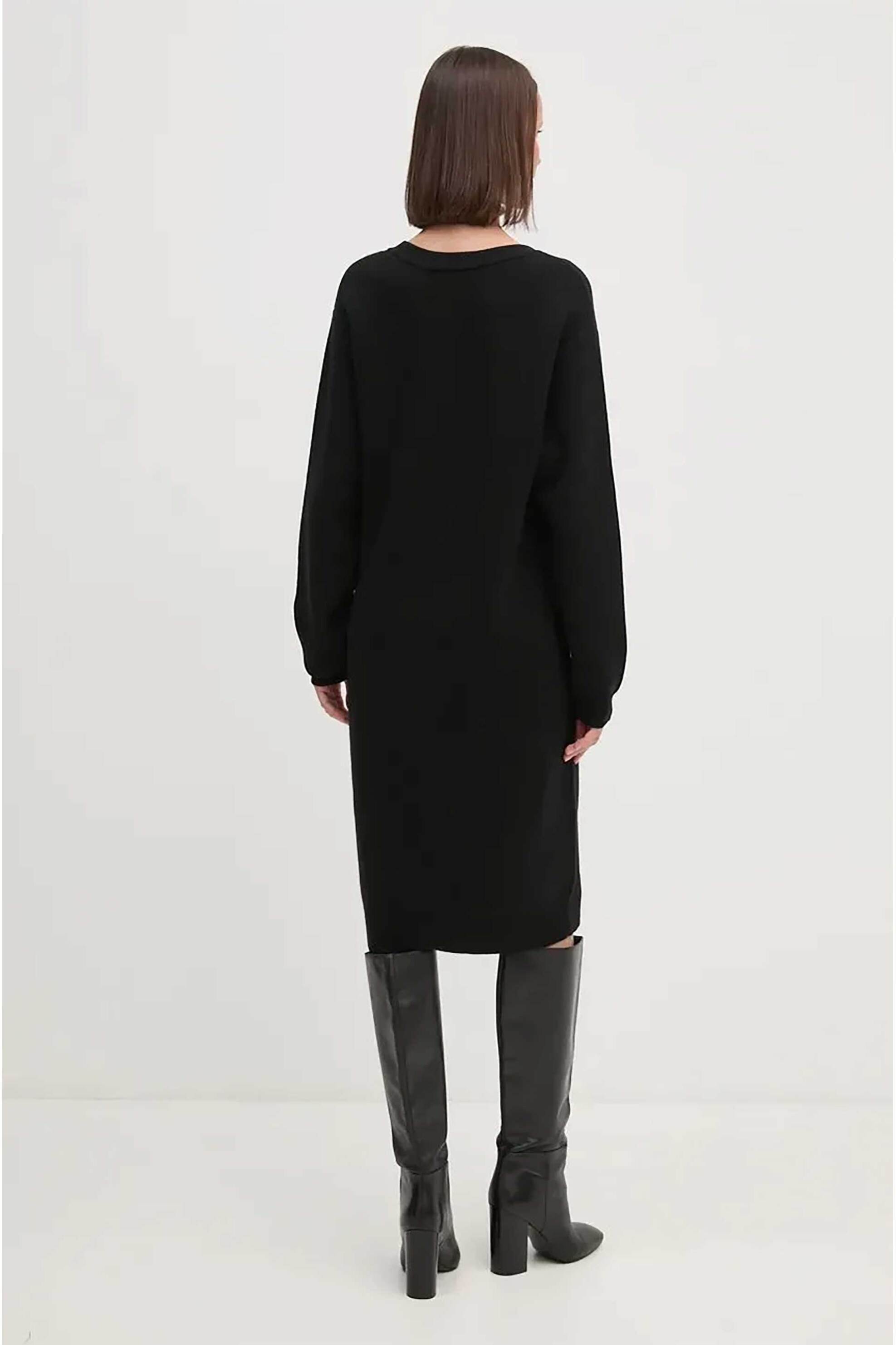 DKNY γυναικείο midi φόρεμα μονόχρωμο - D2G4A160 Μαύρο φωτογραφία