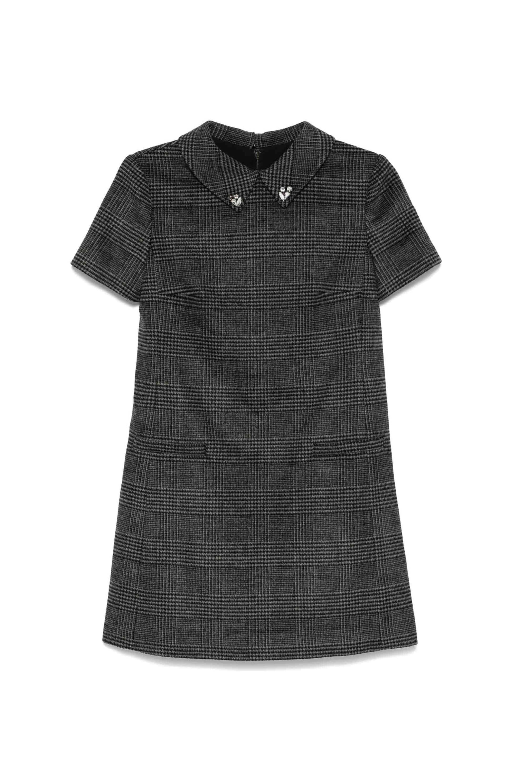 DKNY DKNY γυναικείο mini φόρεμα με καρό σχέδιο και διακοσμητικά στρας - D2G4A190 Γκρι Σκούρο