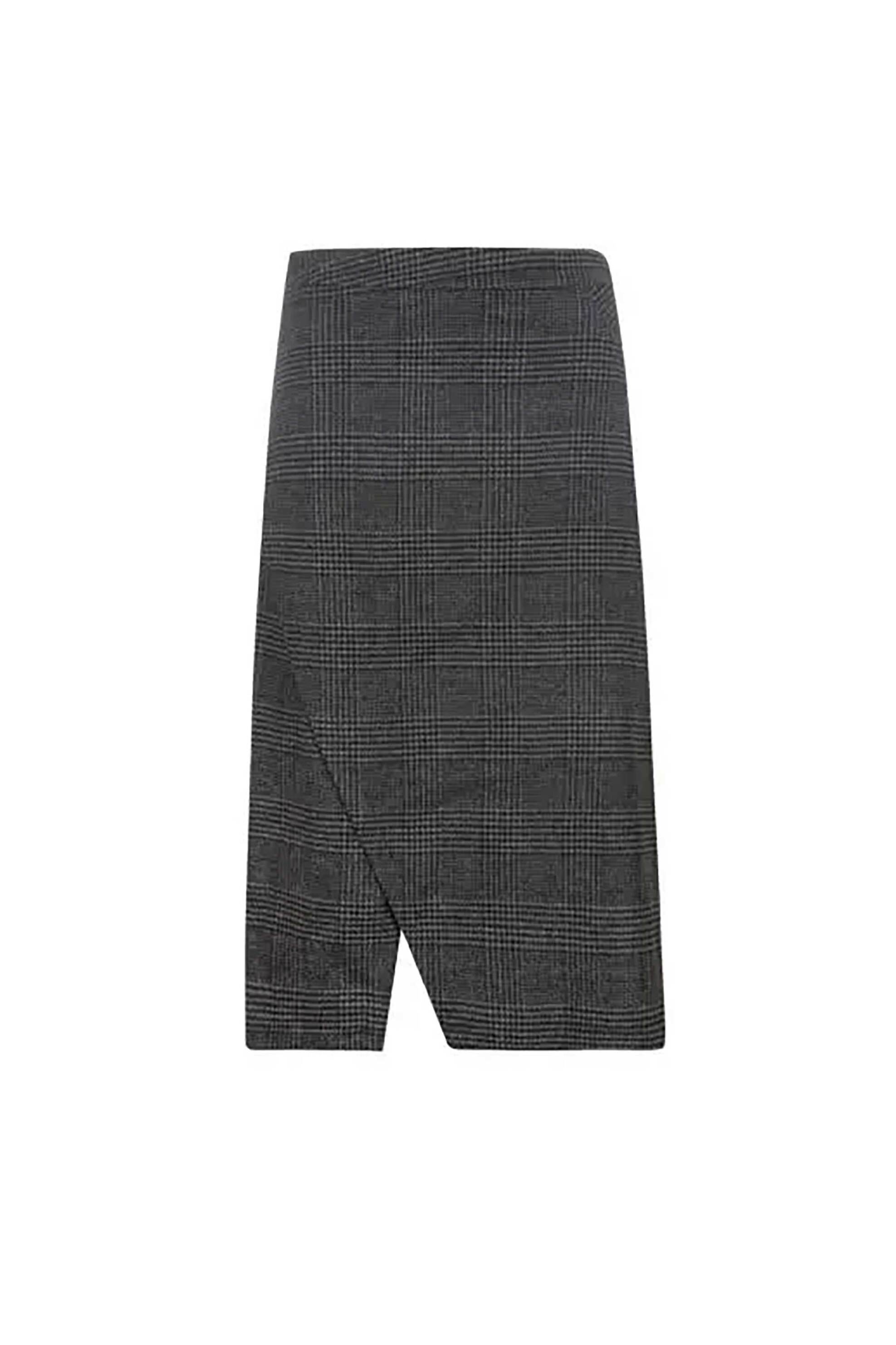 DKNY γυναικεία midi φούστα με καρό σχέδιο και σκίσιμο - D2G4A201 Γκρι Σκούρο