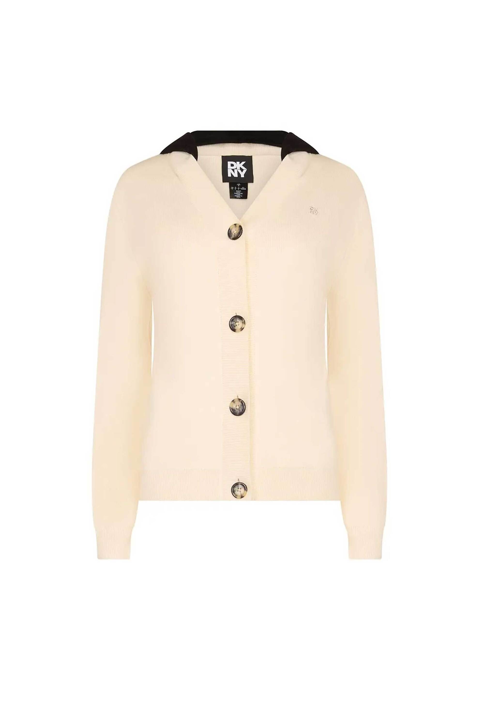 DKNY γυναικεία ζακέτα με contrast κουκούλα - D2G4A216 Εκρού