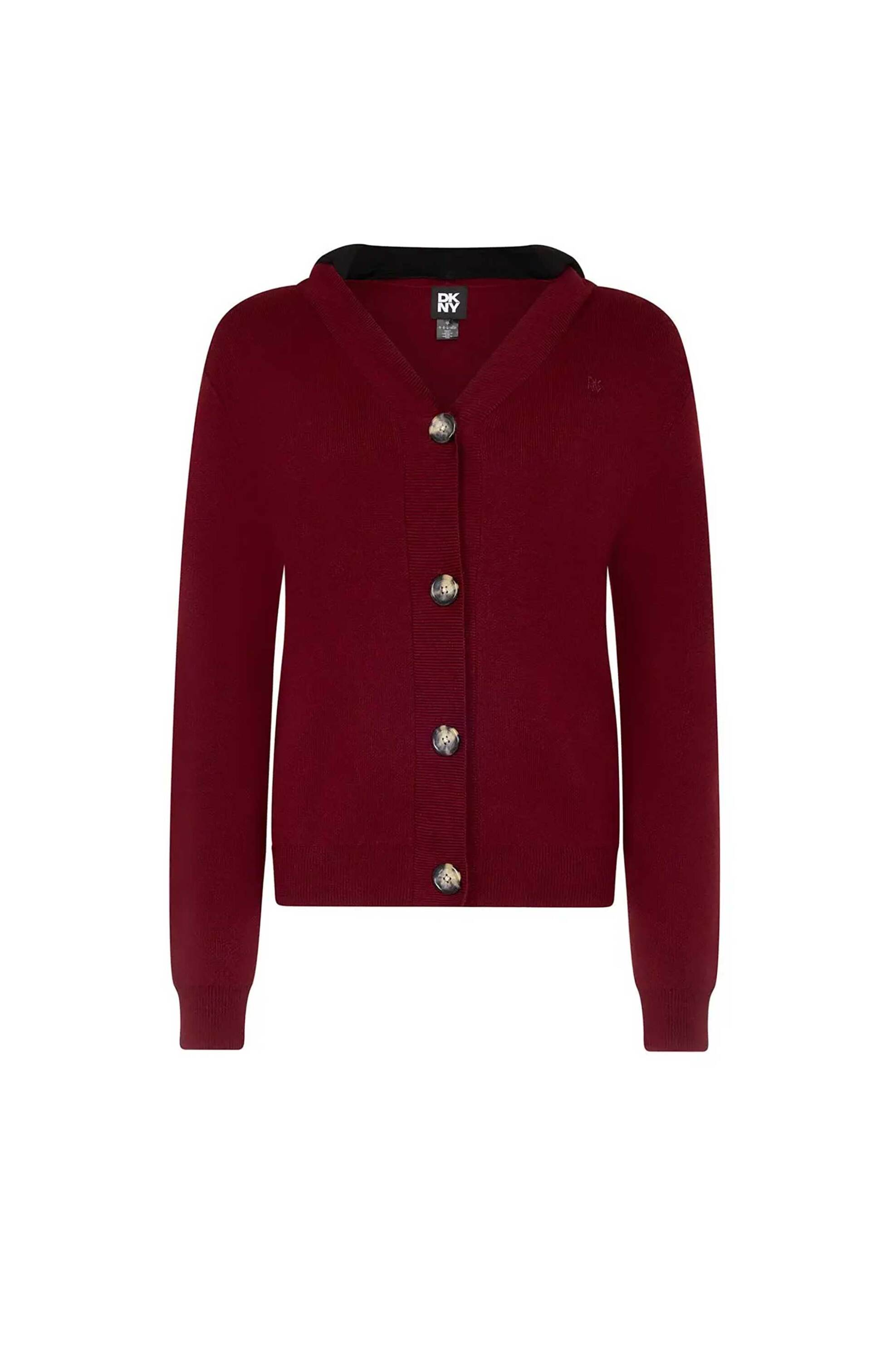 DKNY γυναικεία ζακέτα με contrast κουκούλα - D2G4A216 Μπορντό