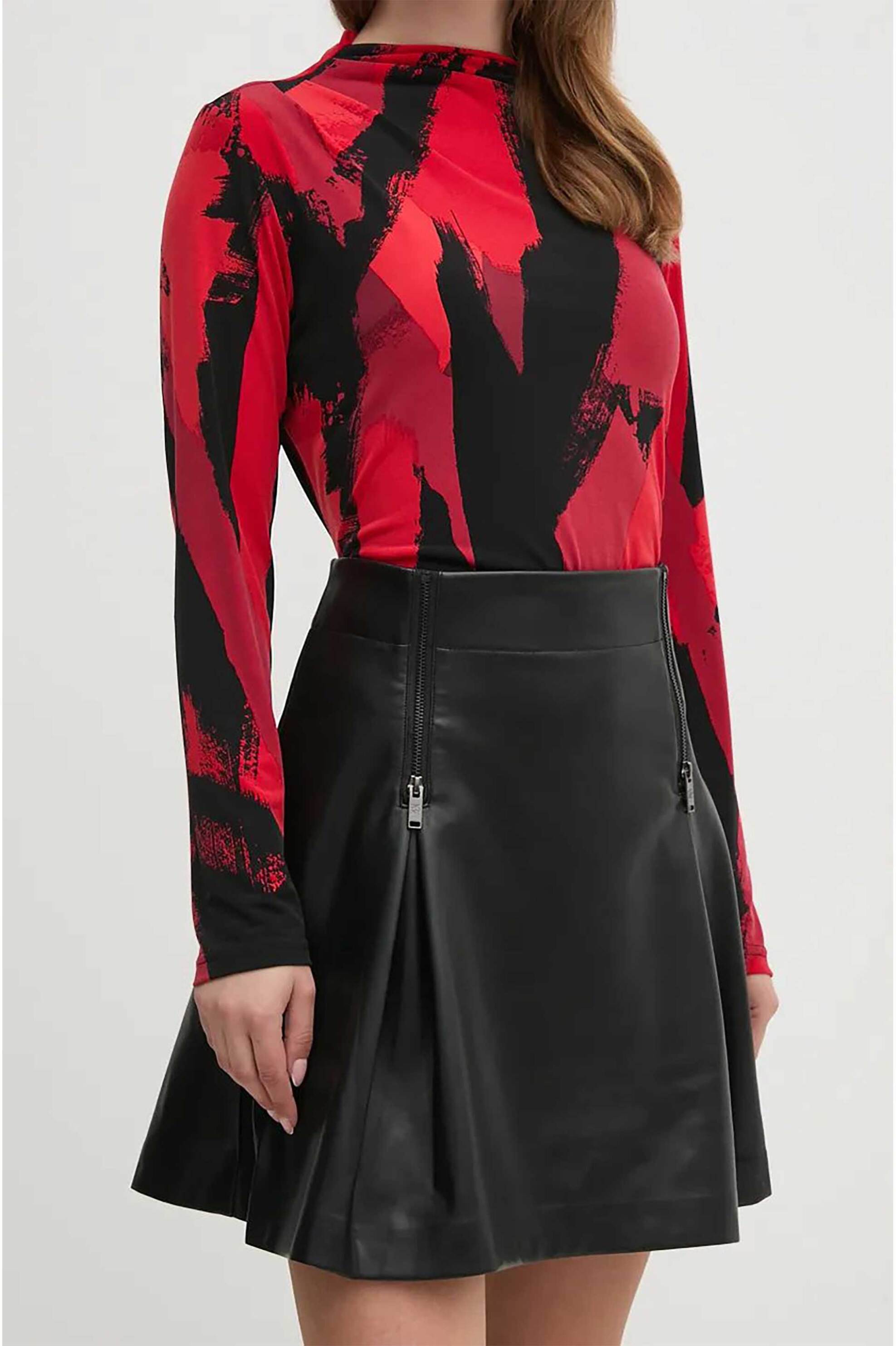 DKNY γυναικεία mini φούστα με πιέτες και φερμουάρ - P4GNTUDO Μαύρο φωτογραφία