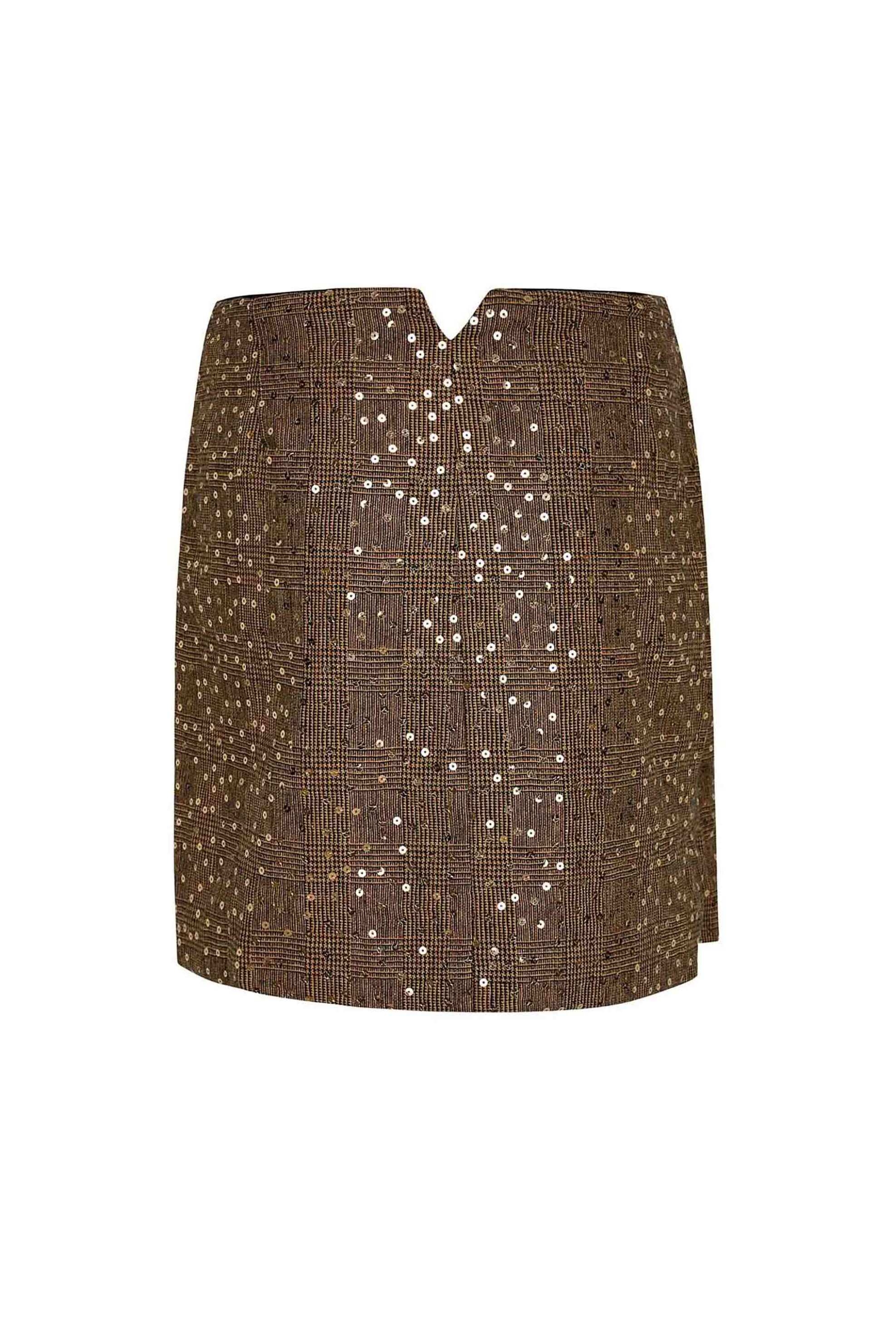 DKNY γυναικεία mini φούστα με καρό σχέδιο και παγίετα - P4HN6XIA Χρυσό φωτογραφία