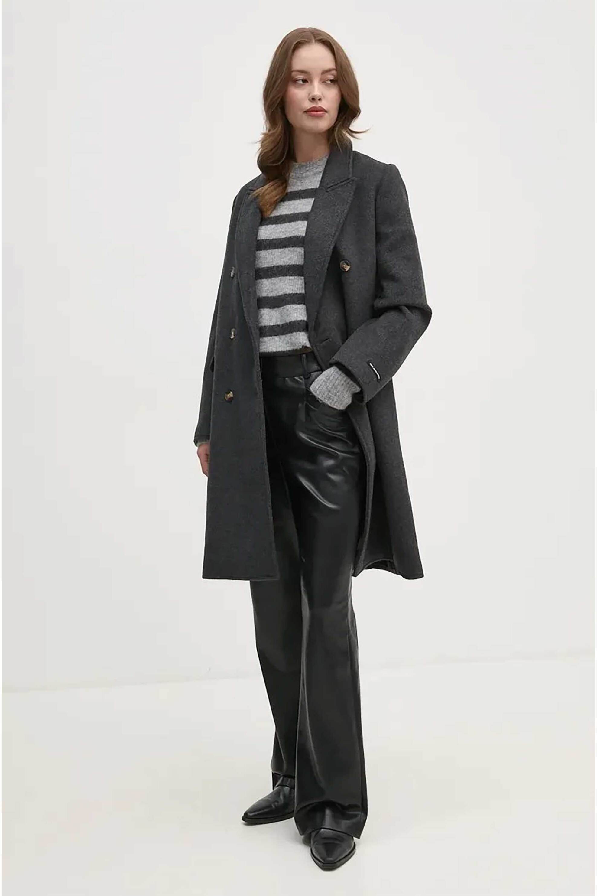 DKNY DKNY γυναικείο παντελόνι faux δέρμα - P4HKTXFL Μαύρο