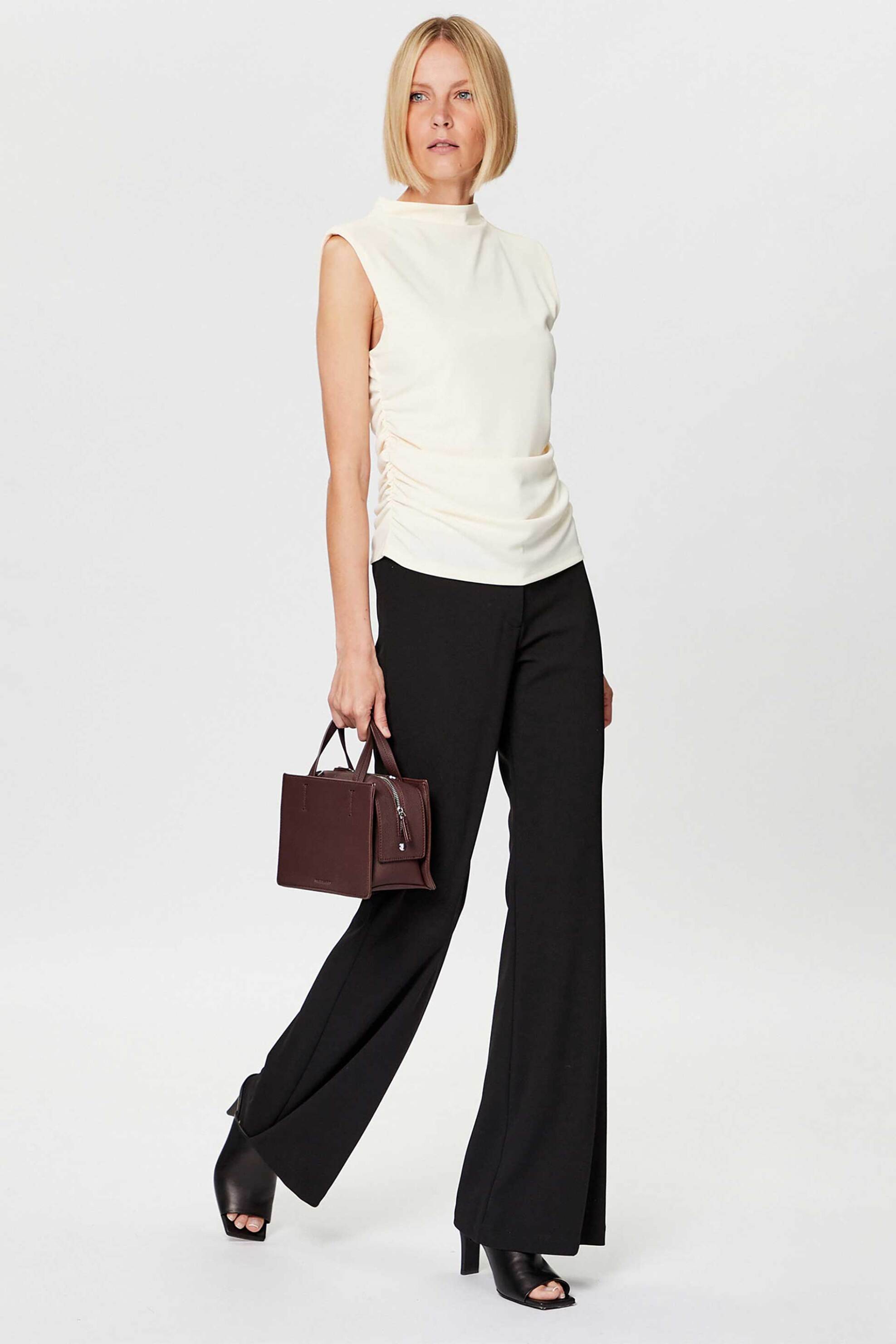 DKNY γυναικείο παντελόνι μονόχρωμο με ψηλή μέση - P2RKAO19 Μαύρο