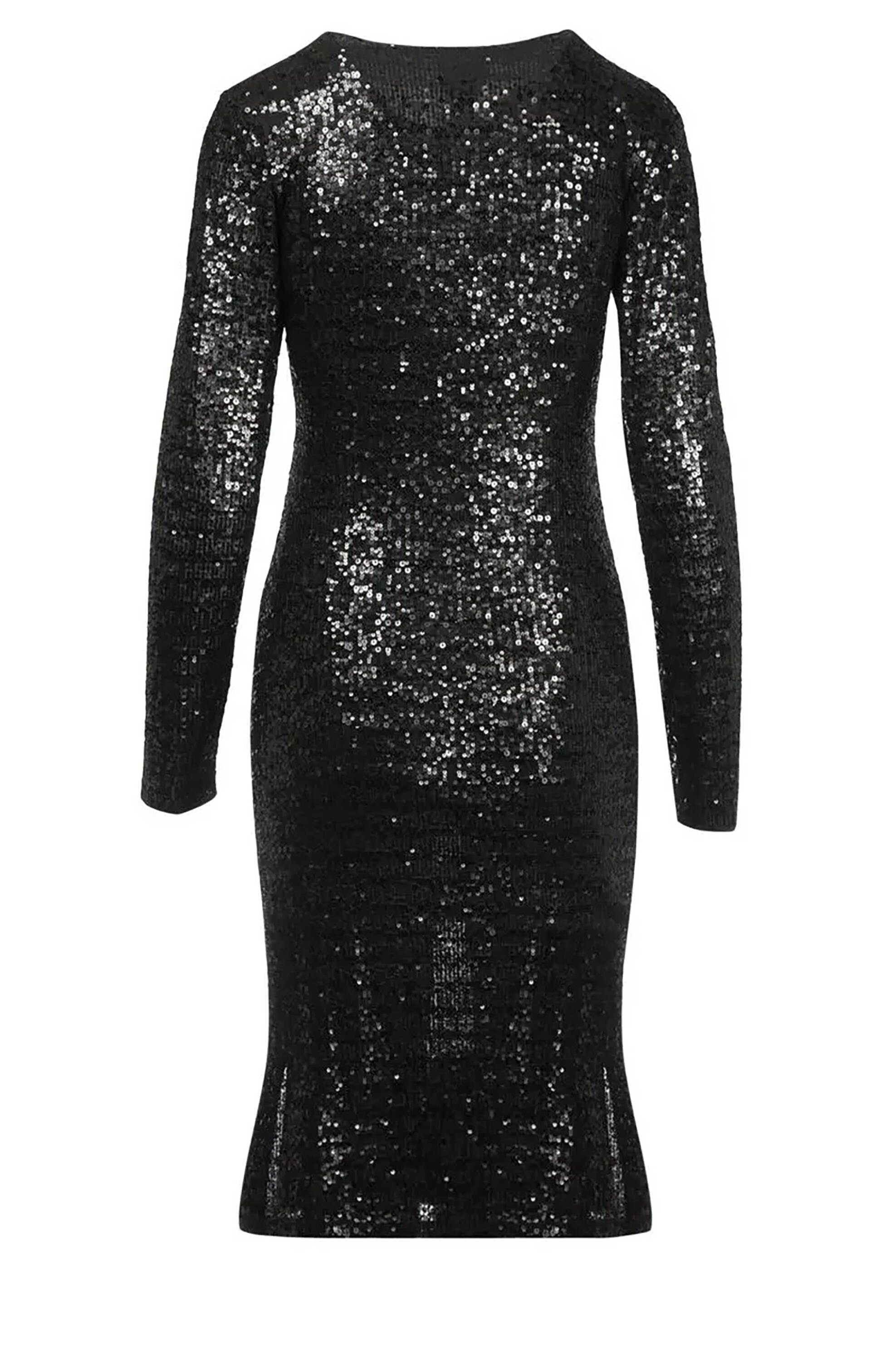 DKNY γυναικείο midi φόρεμα μονόχρωμο με all-over σχέδιο με παγιέτα - D2G4A143 Μαύρο φωτογραφία