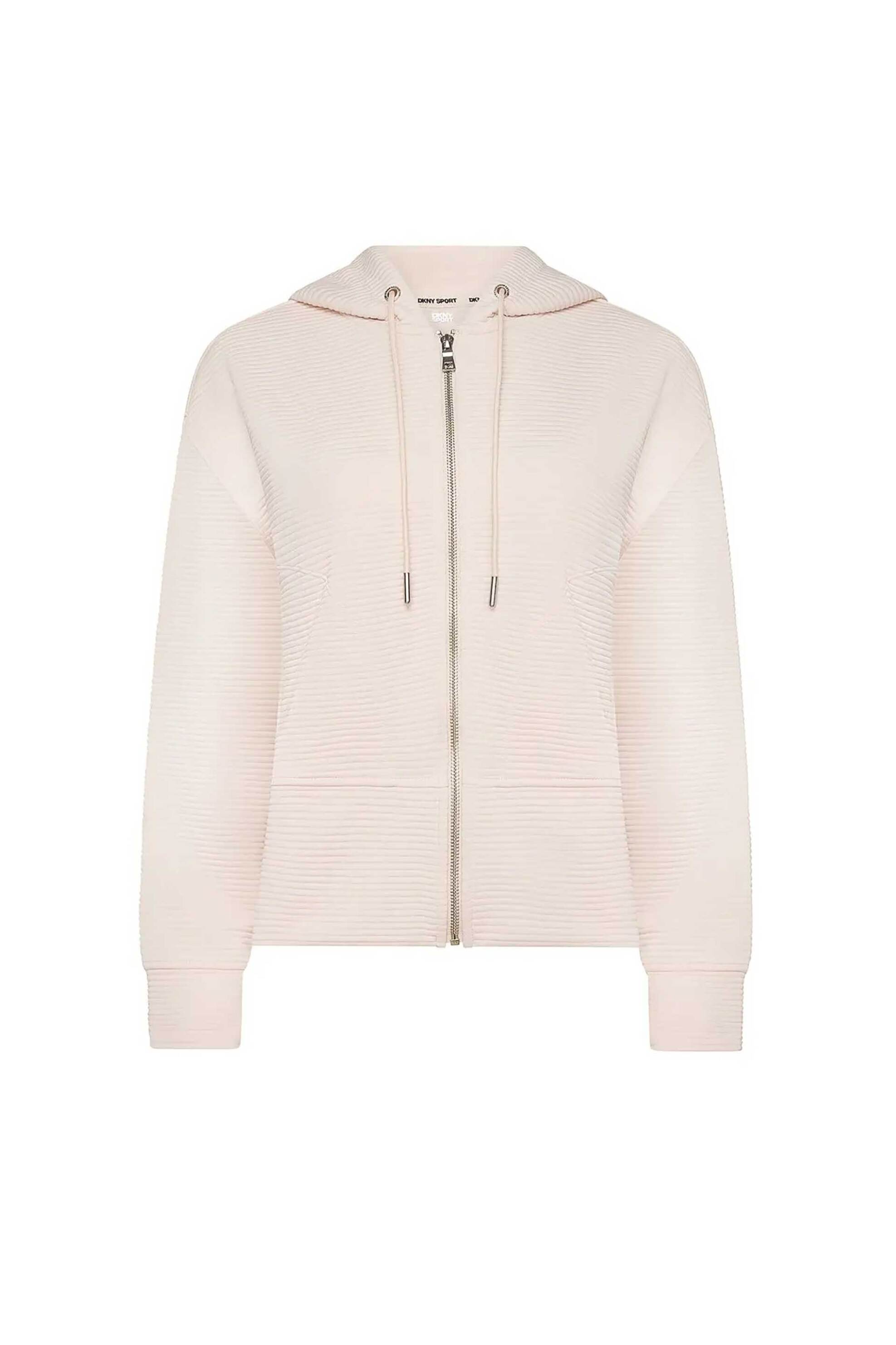 DKNY DKNY γυναικεία ζακέτα μονόχρωμη με κουκούλα - DP4J9312 Κρέμ