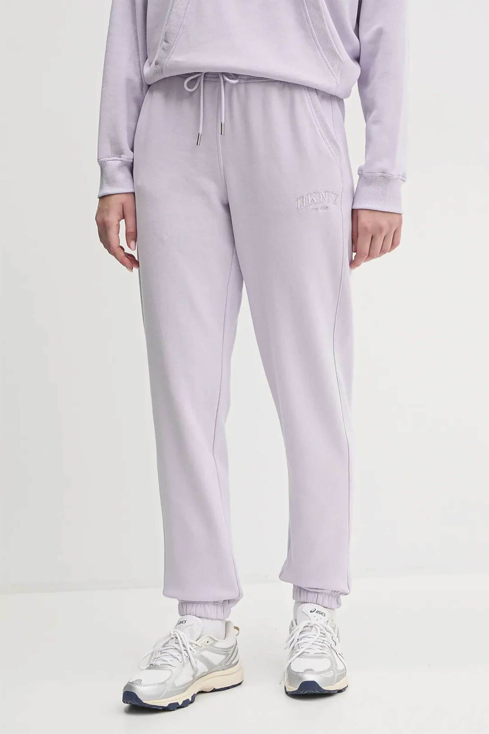 DKNY γυναικείο παντελόνι φόρμας με κεντημένο λογότυπο - DP4P3471 Λιλά φωτογραφία