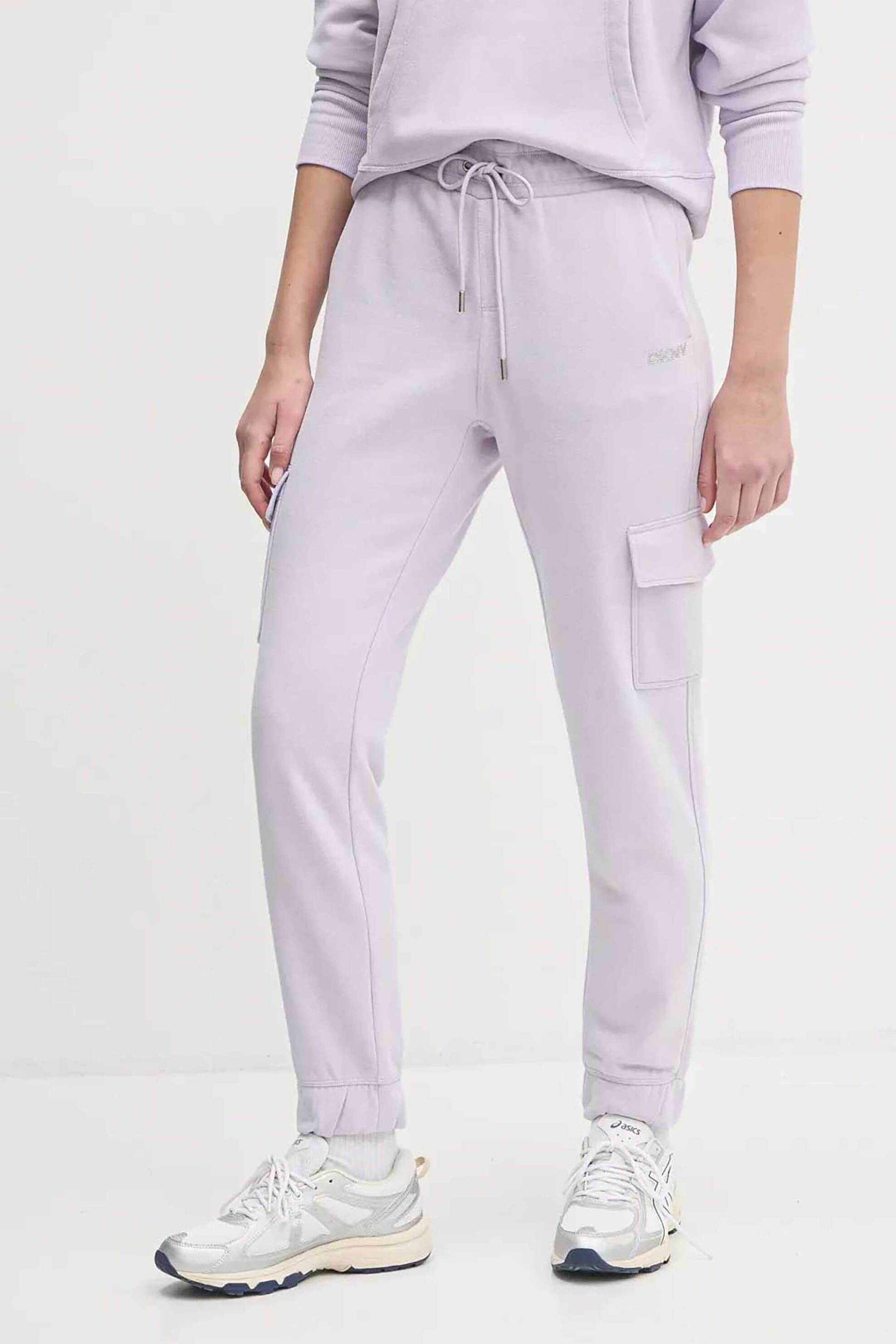 DKNY DKNY γυναικείο παντελόνι φόρμας cargo με ανάγλυφο λογότυπο με στρας - DP5P3504 Βιολετί - 2