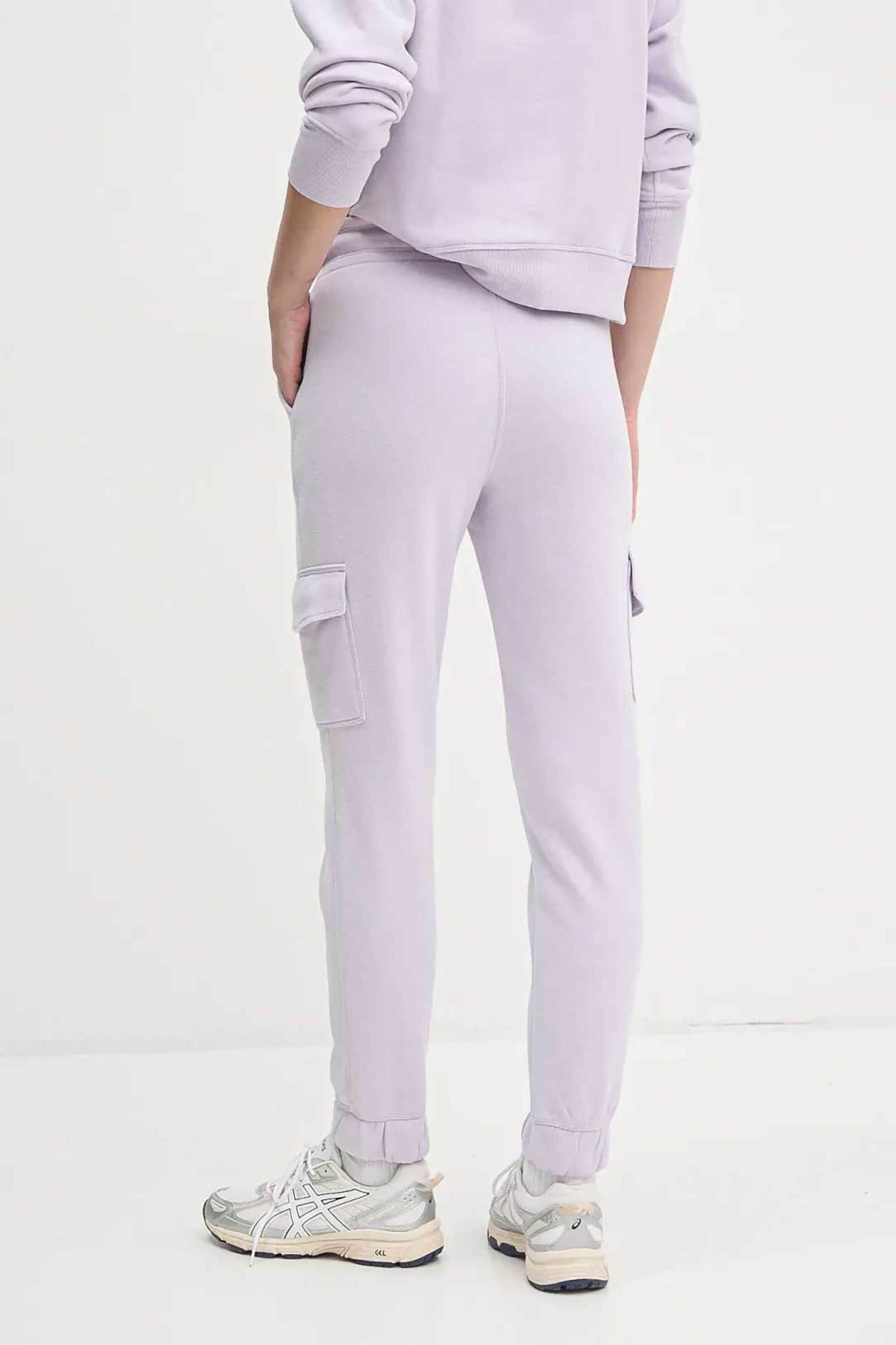 DKNY DKNY γυναικείο παντελόνι φόρμας cargo με ανάγλυφο λογότυπο με στρας - DP5P3504 Βιολετί - 3
