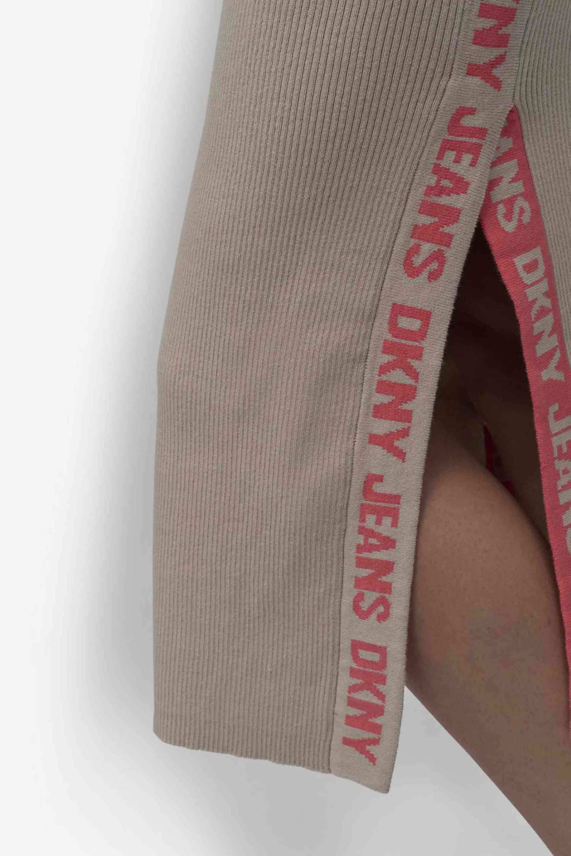 DKNY DKNY γυναικεία midi φούστα μονόχρωμη με λογότυπο - DJ4R0117 Μπεζ - 3