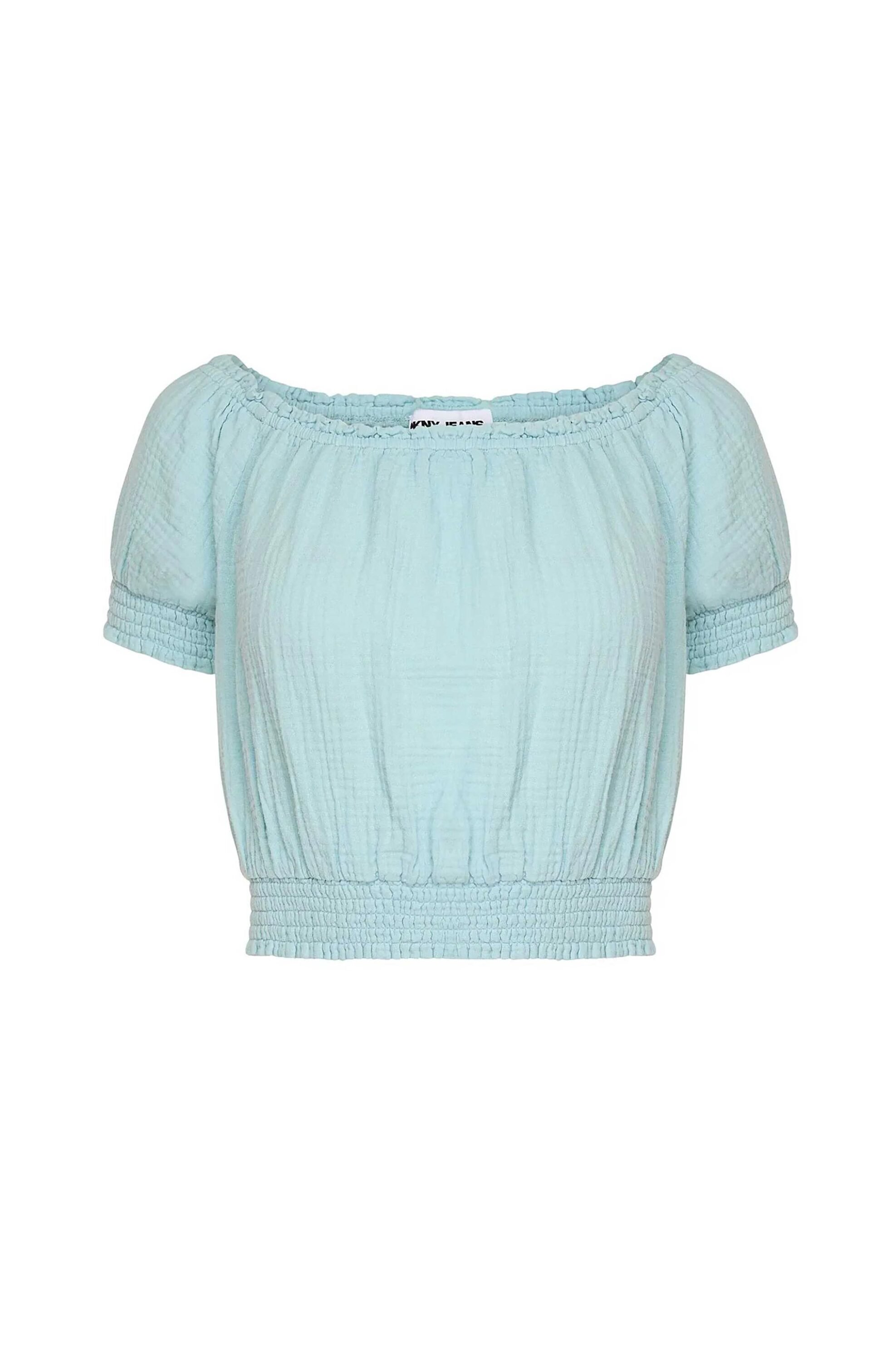 DKNY DKNY γυναικείο τοπ cropped μονόχρωμο - DJ5W2110 Γαλάζιο