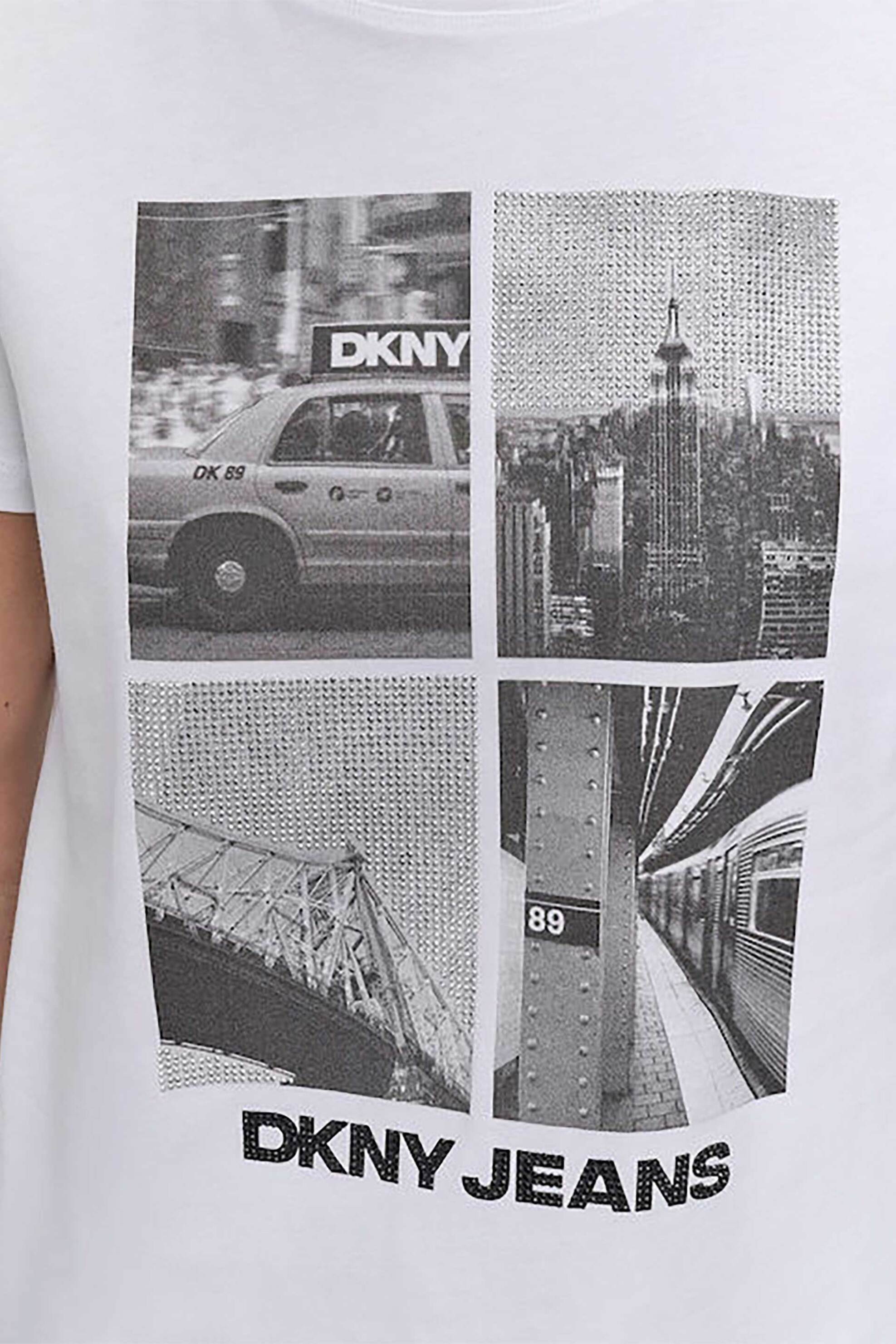 DKNY γυναικείο T-Shirt με λογότυπο και print μονόχρωμο - DJ5T1526 Λευκό