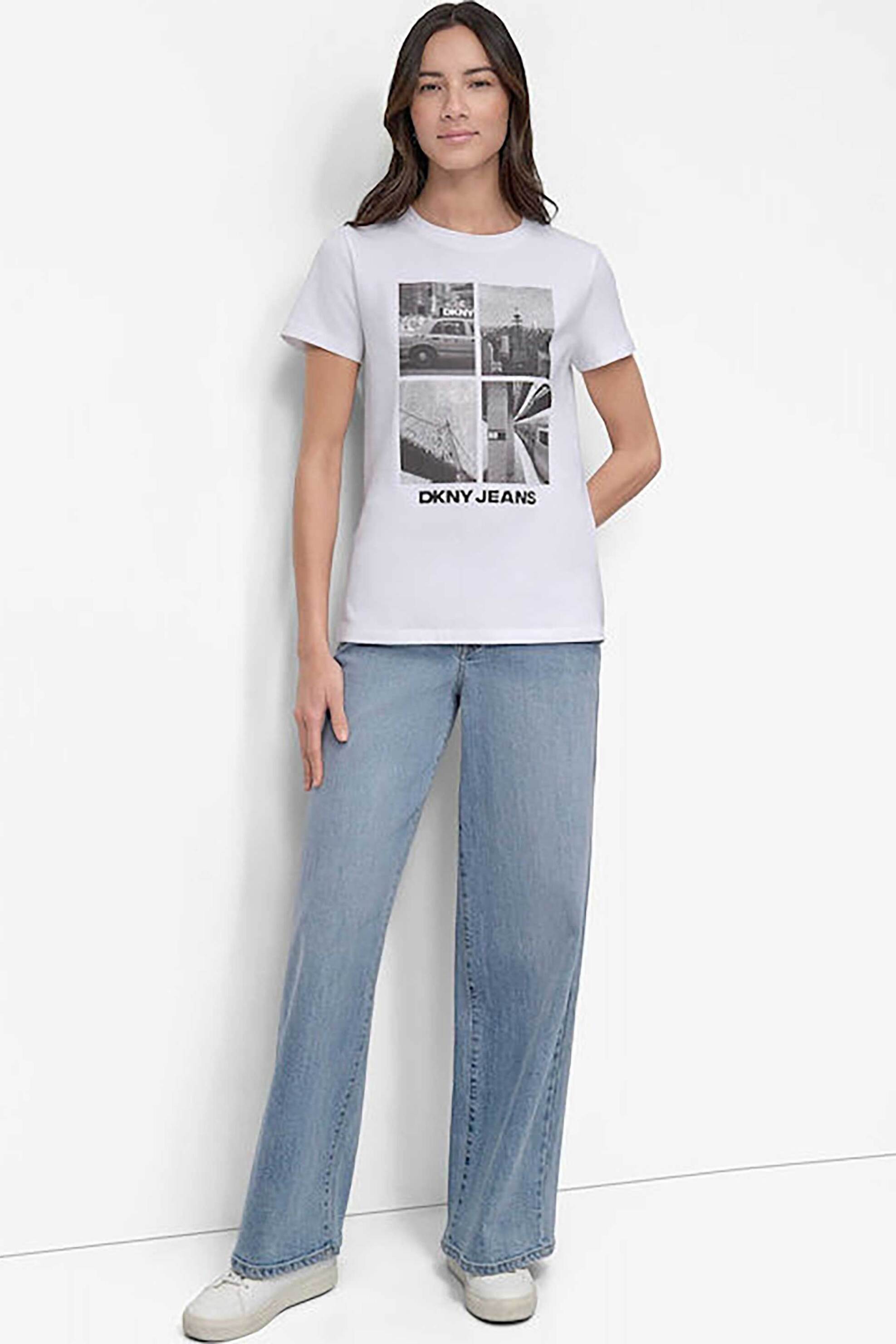 DKNY DKNY γυναικείο T-Shirt με λογότυπο και print μονόχρωμο - DJ5T1526 Λευκό - 3
