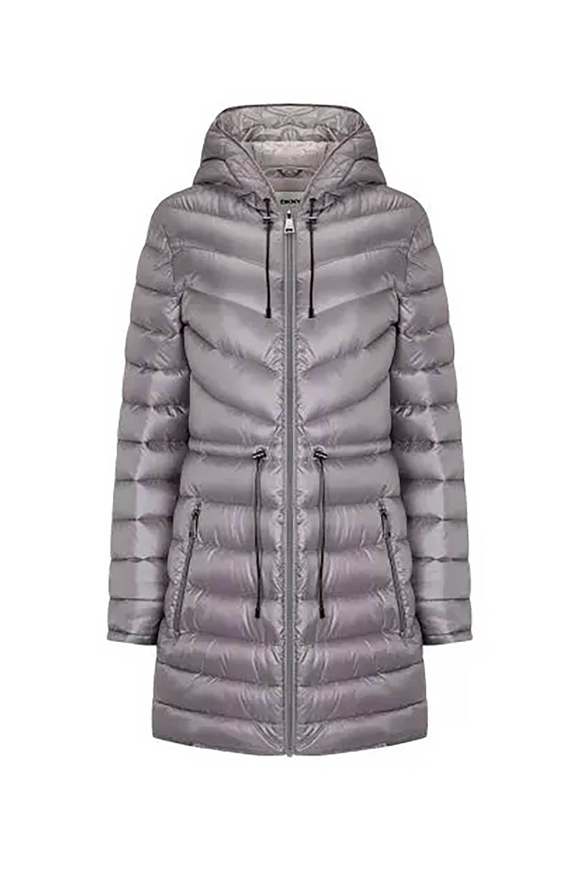 DKNY DKNY γυναικείο μπουφάν καπιτονέ με κουκούλα - DLEMPV38 Γκρι