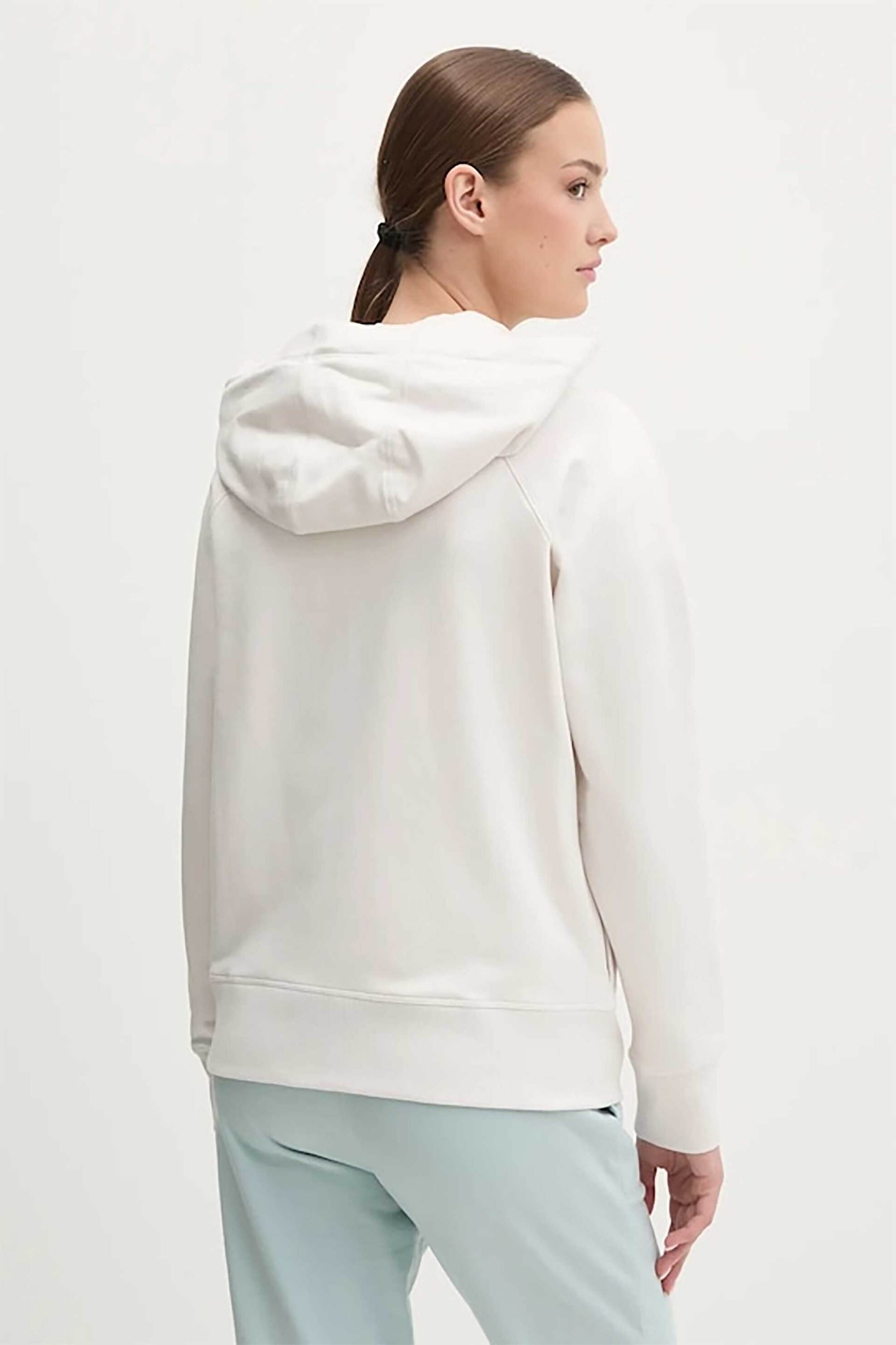 DKNY γυναικεία ζακέτα φούτερ με κουκούλα και ανάγλυφο λογότυπο Relaxed Fit - DP5J9510 Κρέμ φωτογραφία