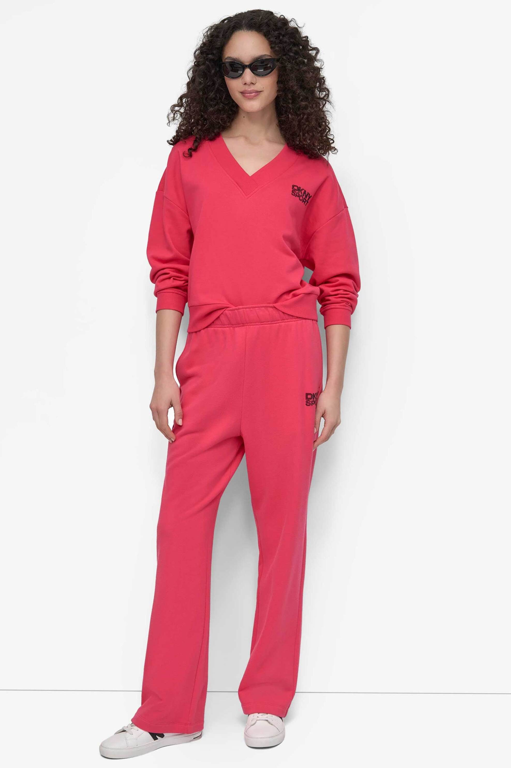 DKNY γυναικείο παντελόνι φόρμας με λογότυπο - DP5P3650 Φούξια