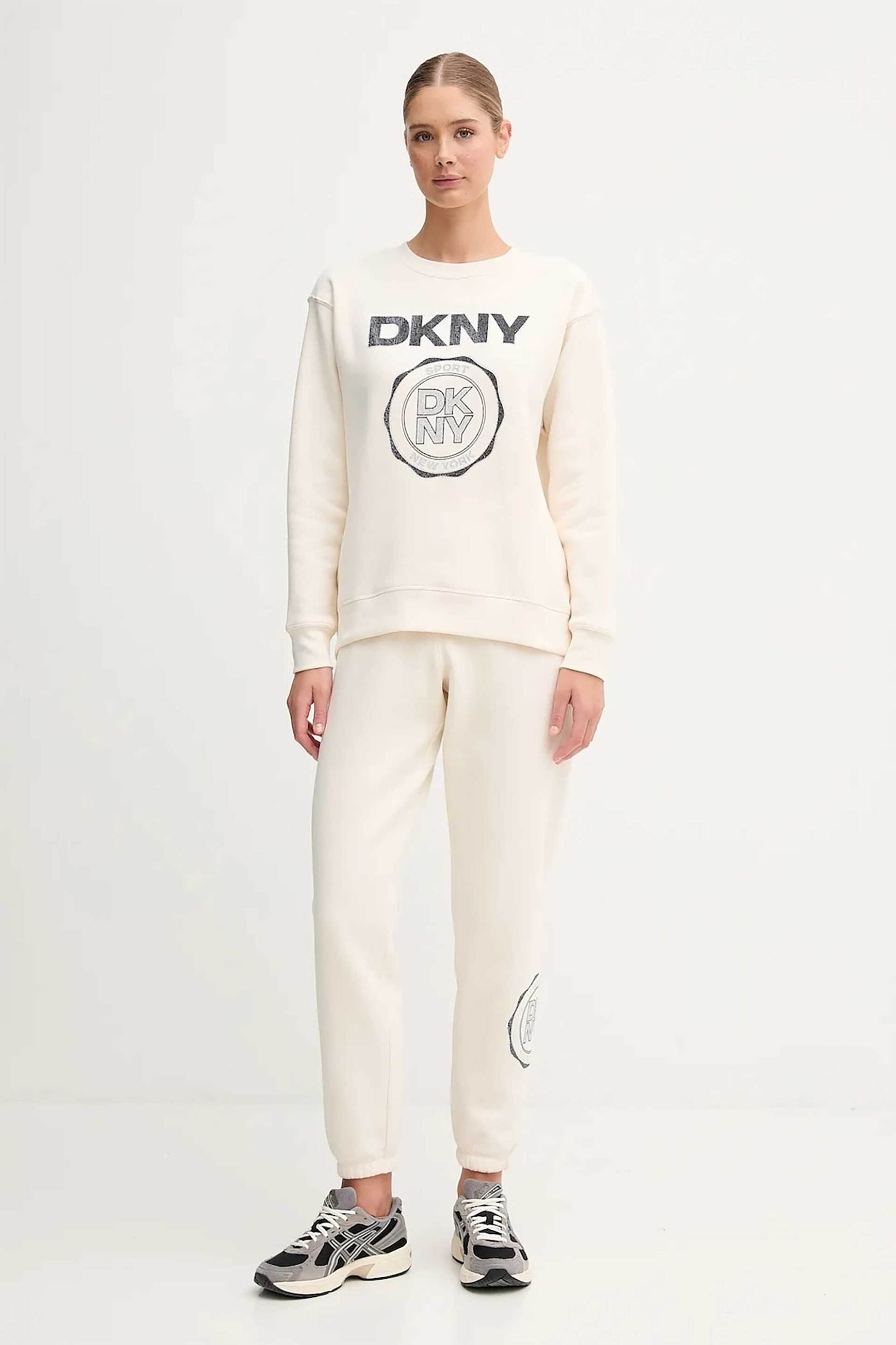 DKNY γυναικείο παντελόνι φόρμας με λογότυπο - DP5P3667 Εκρού